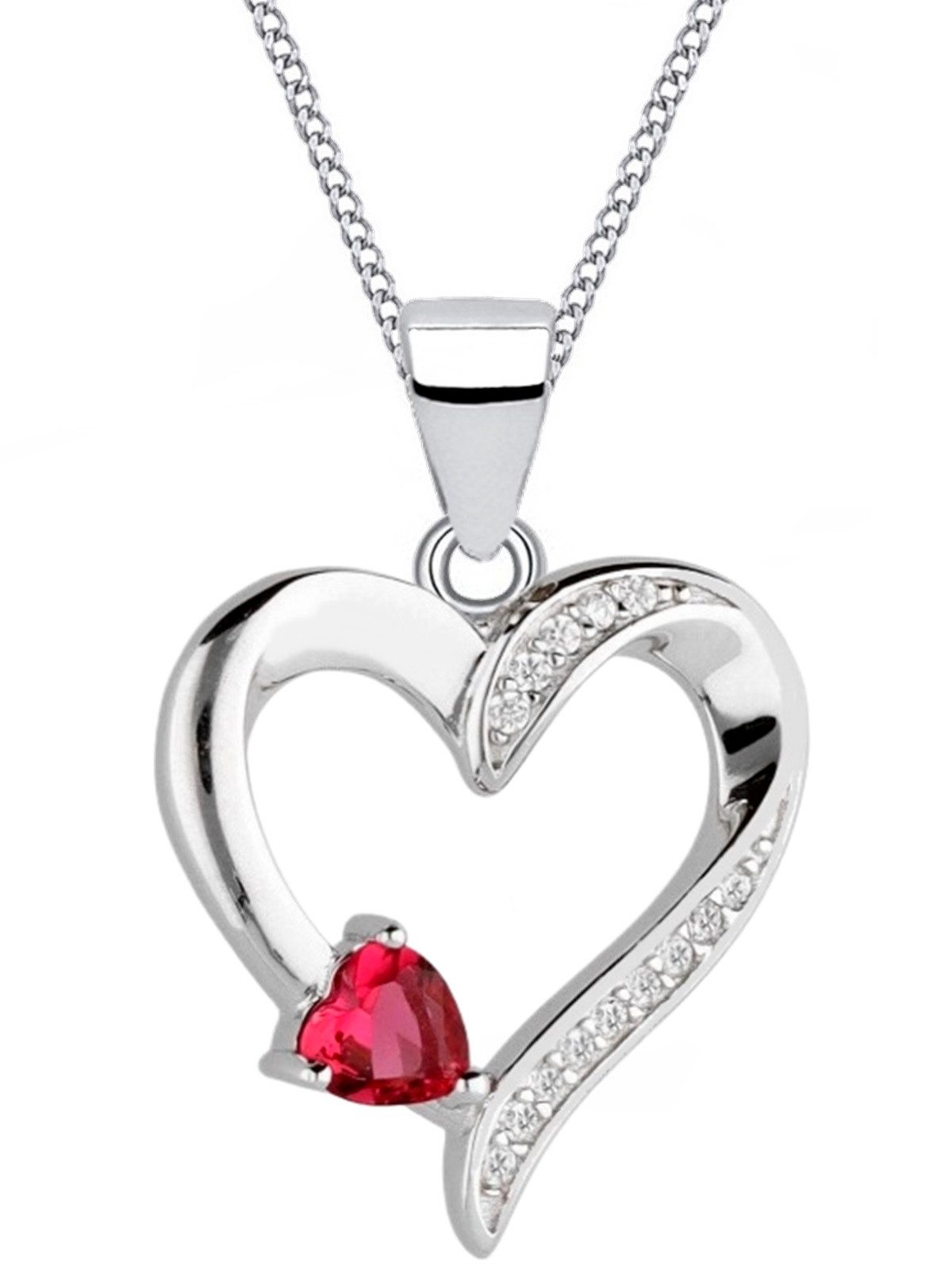 Goldene Hufeisen Herzkette Herz Rubin Zirkonia Halskette Anhänger 925 Silbe günstig online kaufen