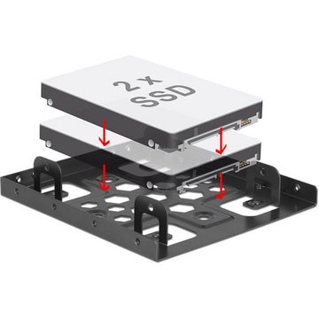 Delock Festplatten-Einbaurahmen Aluminium Einbaurahmen 2 x 2.5" zu 3.5"