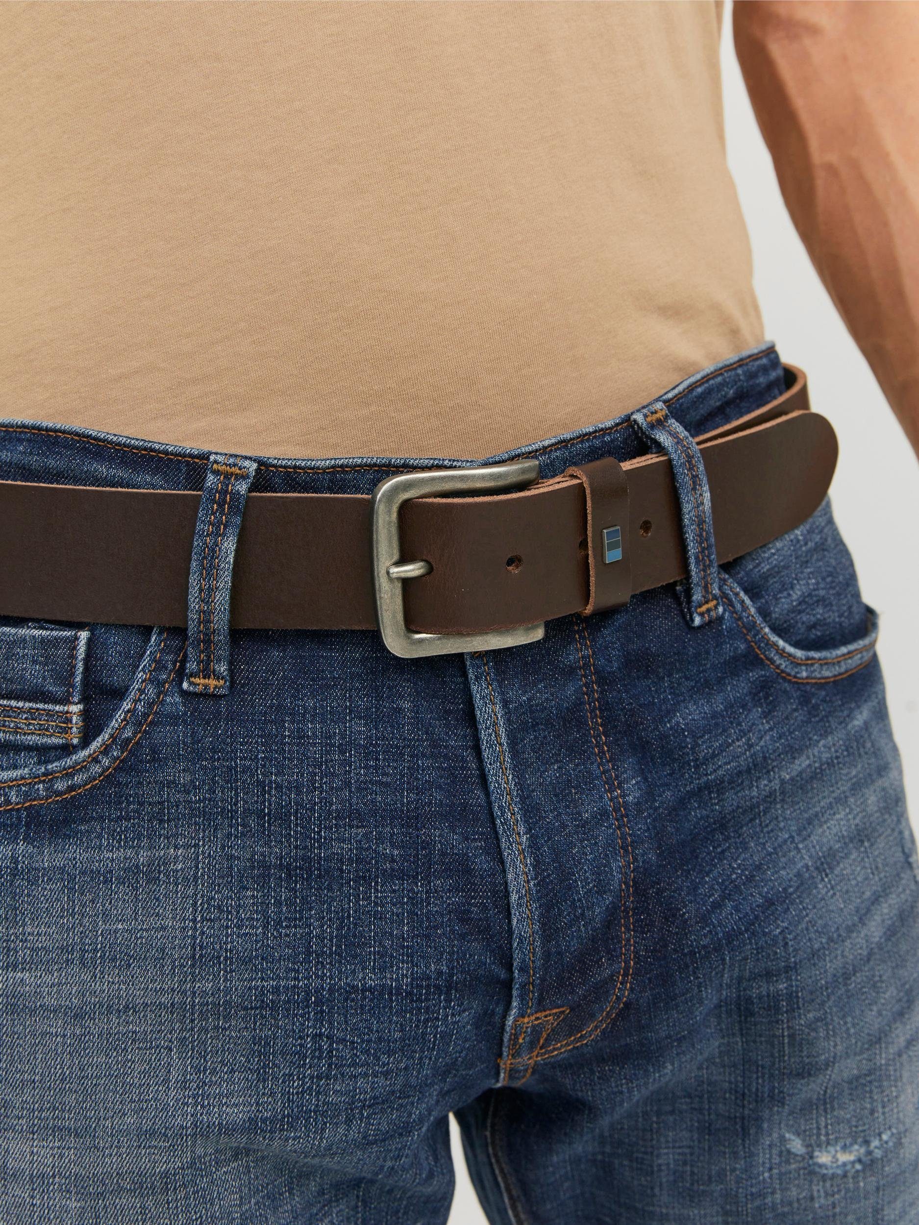 Jack & Jones Ledergürtel JACFLAG Dunkelbraun 4 NOOS CM LEATHER BELT