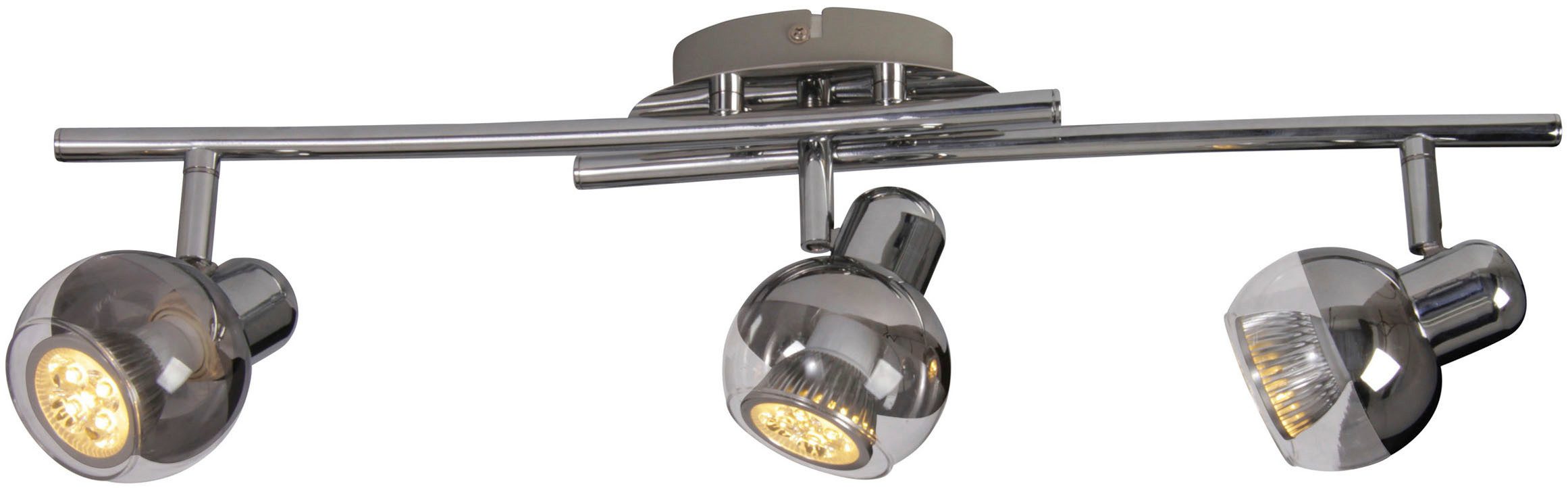 näve Deckenspots Boccia, LED wechselbar, Warmweiß, 1flg. incl. LED GU10 6W, chrom, Glasschirm, verstellbarer Spot, D:14cm