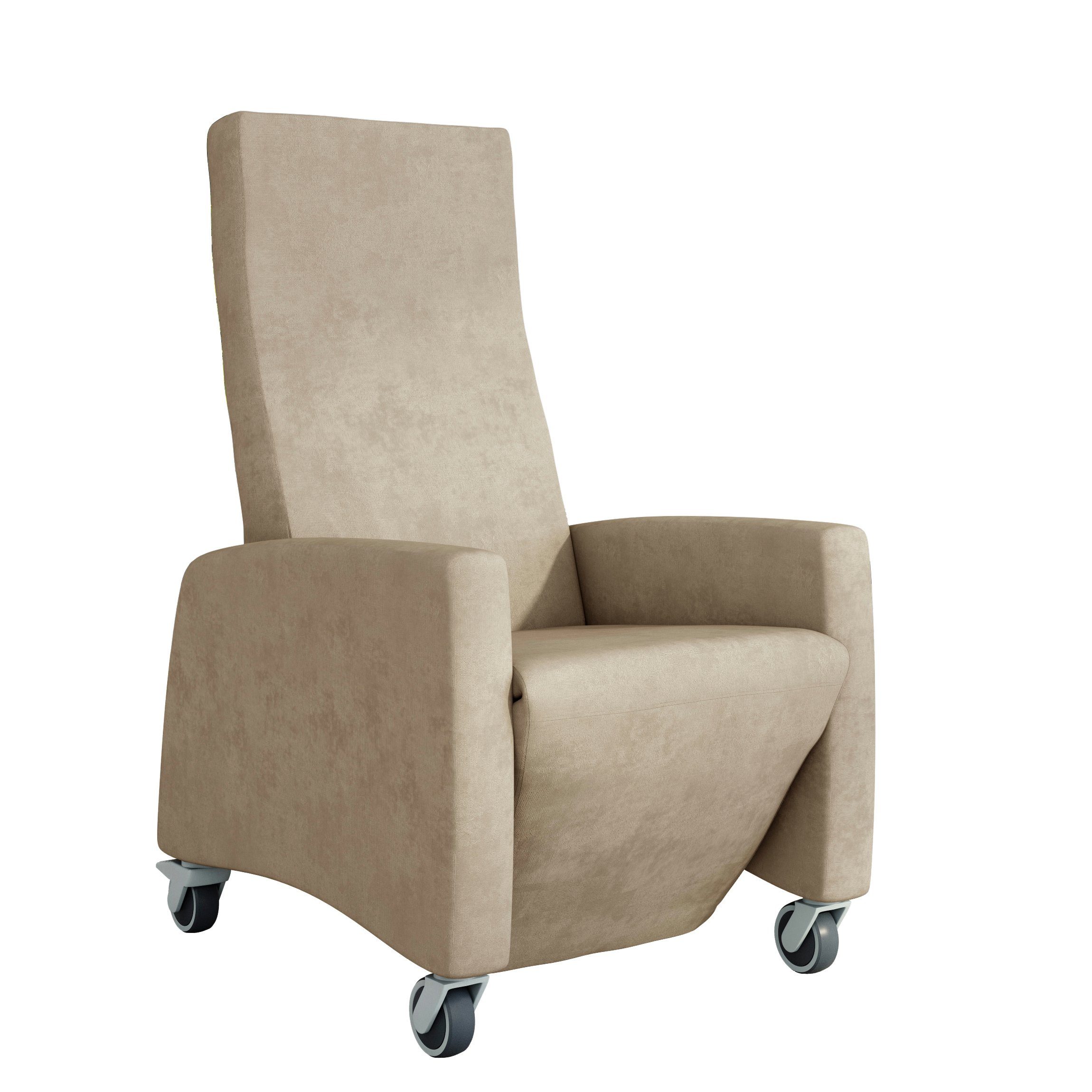 Devita Relaxsessel elektrischer Pflegesessel Relaxsessel Lutra Relax mit Rollen und Schiebegriff bis 120 kg, stufenlos verstellbar, made in Germany Mikrofaser Beige