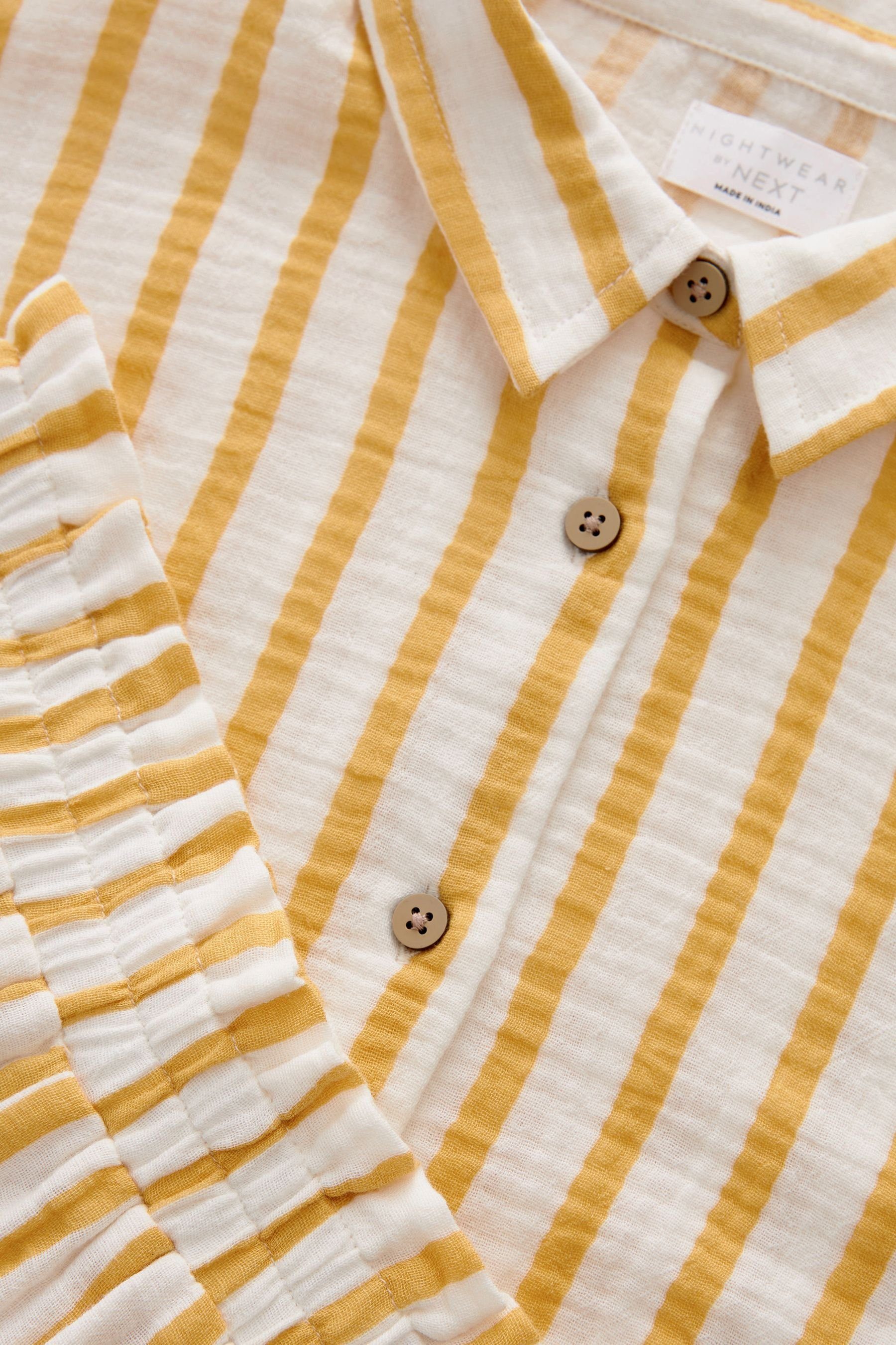 tlg) Cream/Yellow Next durchgeknöpfter (2 Pyjama Pyjama Stripe Ecru Kurzer,