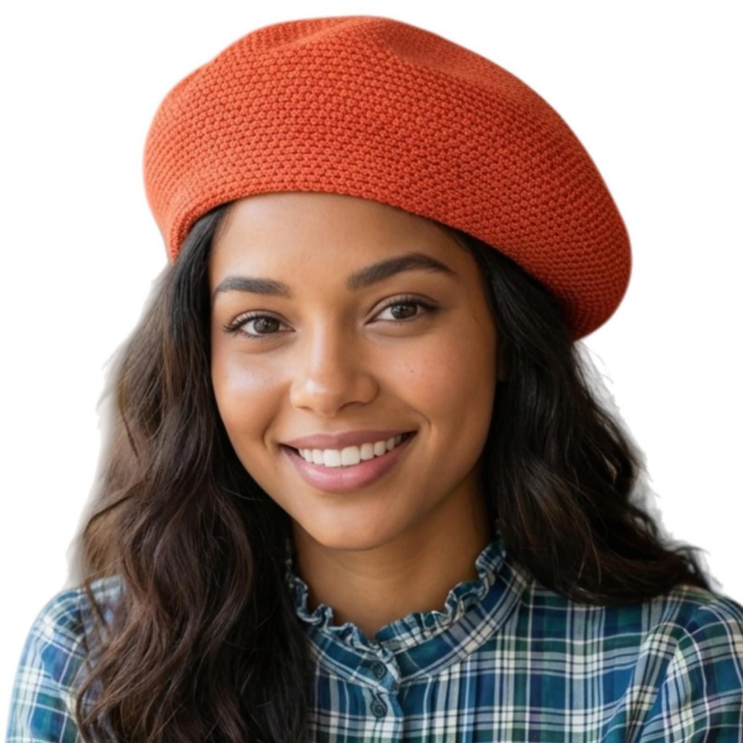 LuxusKollektion Baskenmütze Baskenmütze Damen Barett Beret Sommer Künstler Einheitsgröße-M Orange