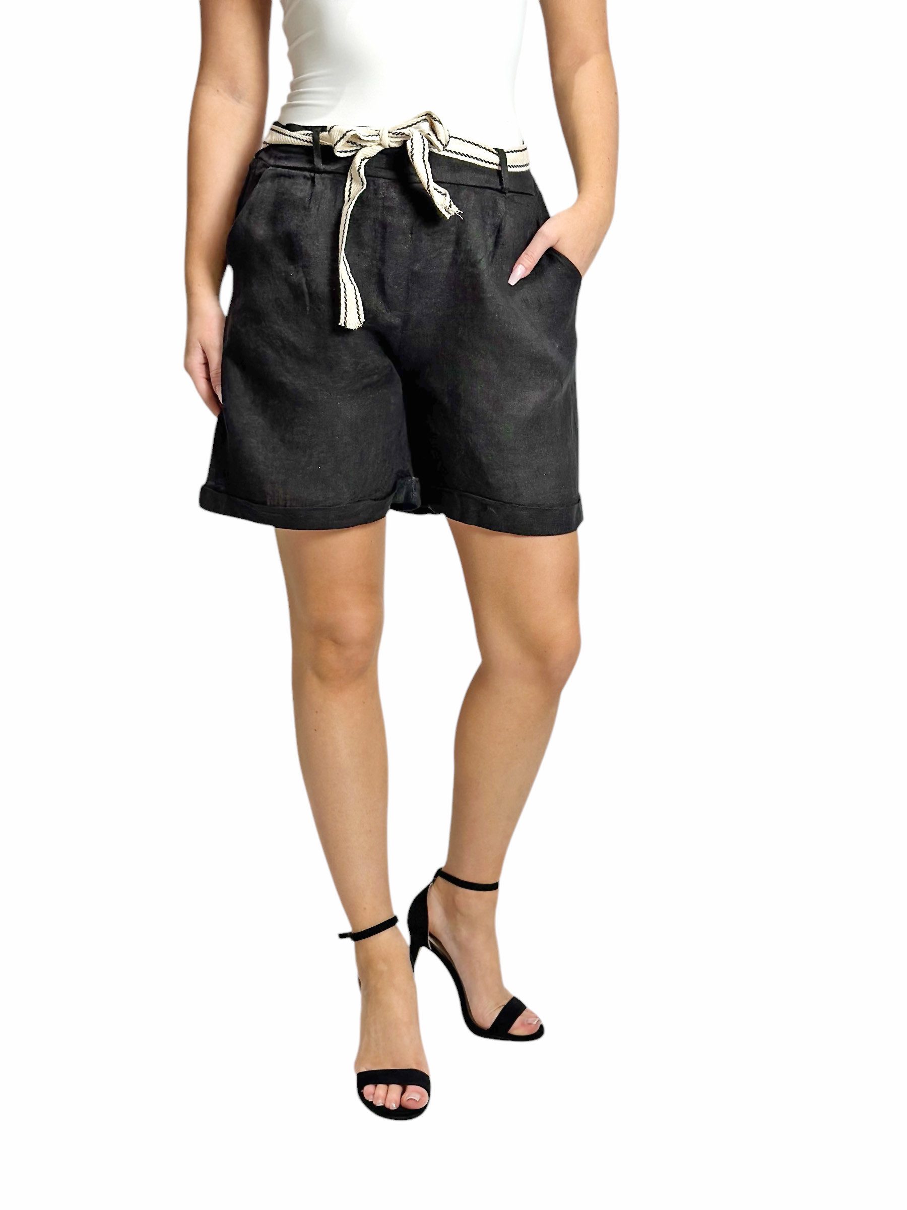 Mississhop Leinenhose Bermuda 100% Leinen Shorts günstig online kaufen