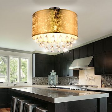 etc-shop LED Deckenleuchte, Leuchtmittel inklusive, Kristall Decken Lampe Wohn Zimmer Beleuchtung Blattgold