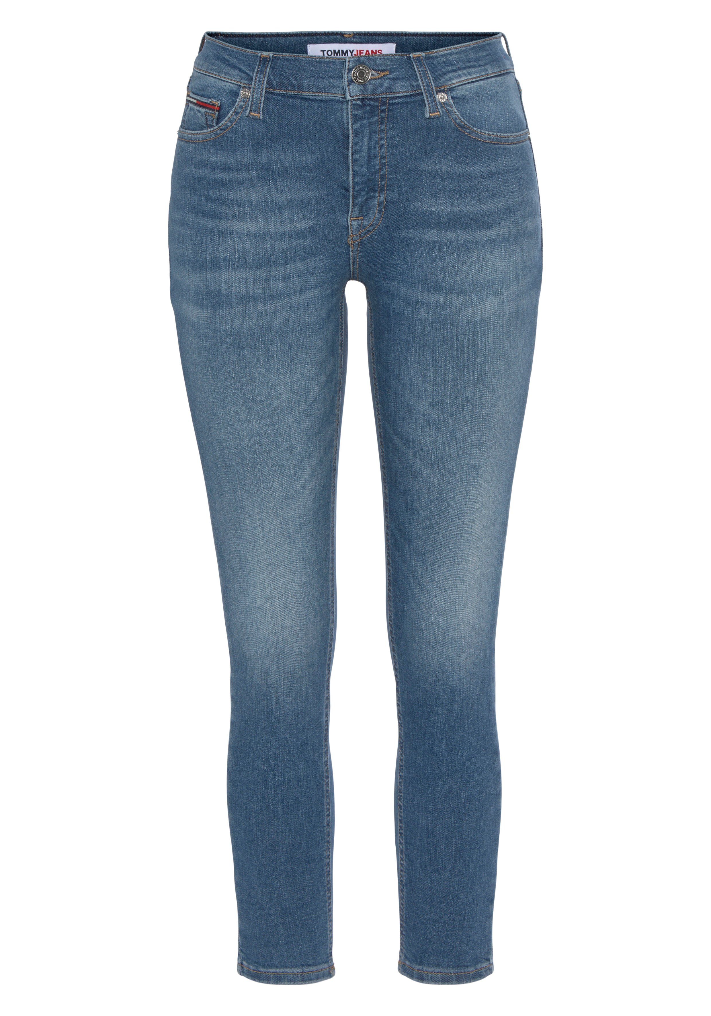 Tommy Jeans für Logostickerei, Baumwollstretch gute Denim mit Passform eine Skinny-fit-Jeans Logobadge und