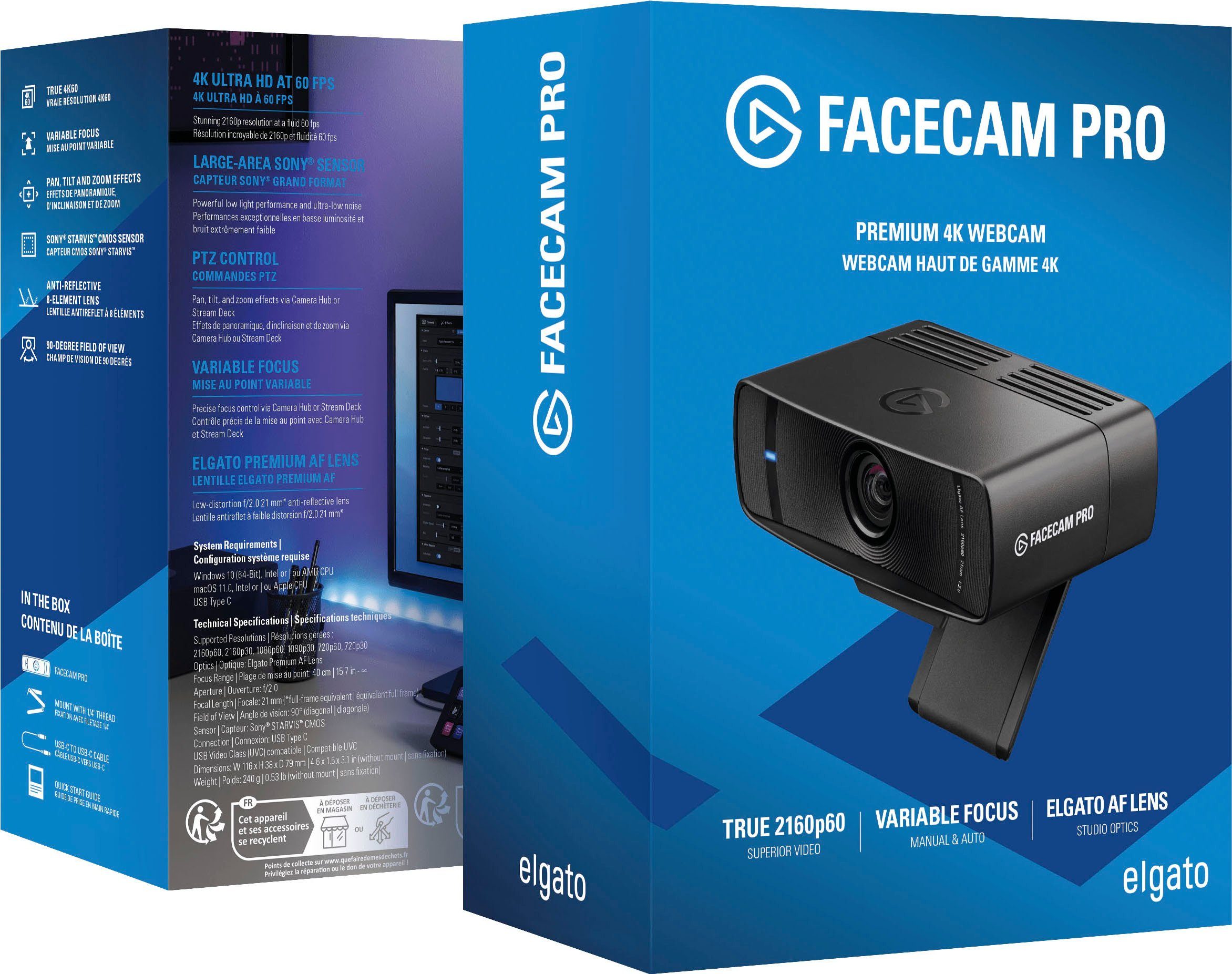 21 camera HD, Ultra Facecam mm) (4K 4k Brennweite: Elgato Webcam streaming Pro