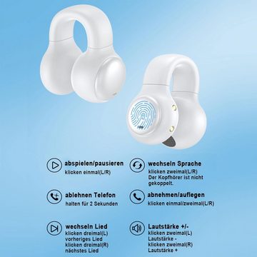 Xmenha HiFi-Stereoklang und klare Anrufe dank dynamischer Open-Ear-Kopfhörer (Leichte Ohrhörer mit stabilem, ergonomischem Design, das während des Trainings nicht verrutscht und keine Belastung für langfristiges Tragen verursacht., Sportkopfhörer mit Bequeme Ohrbügel, HiFi-Klang & lange Akkulaufzeit)