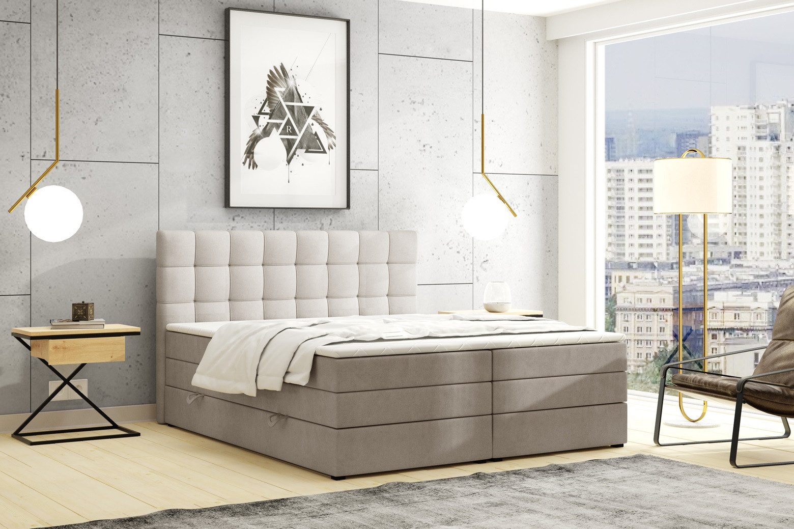 Labett Boxspringbett mit Bettkasten Doppelmatratze & Topper IGELLA KING 180 günstig online kaufen