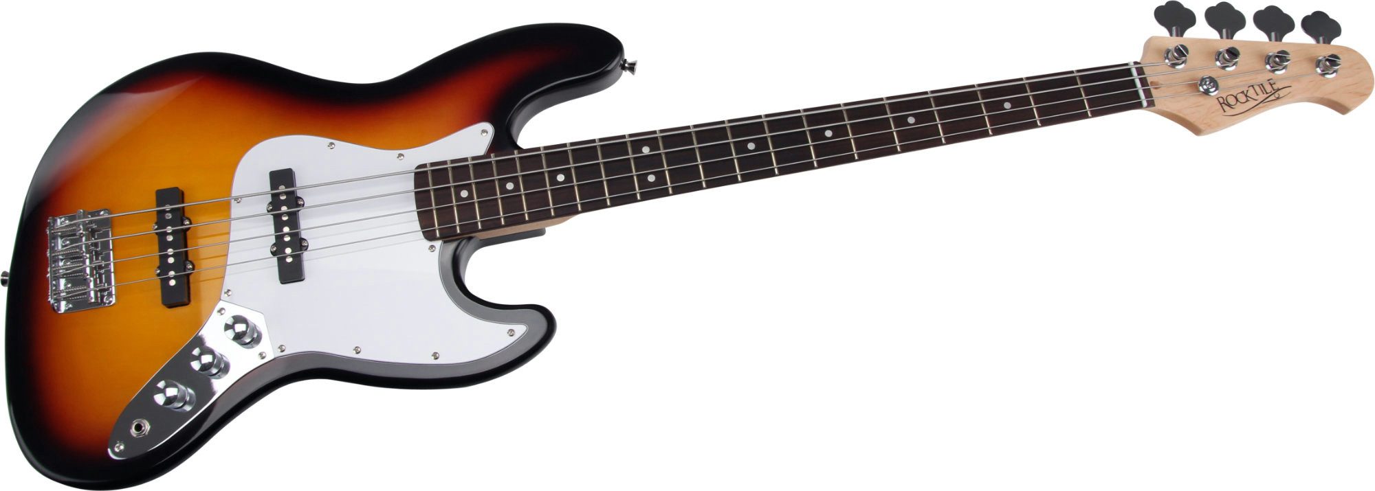 Rocktile E-Bass Fatboy II Jazz-Style Bassgitarre, Spar-Set, inkl. Bass-Schule mit CD, 2 Single Coil Tonabnehmer - Griffbrett: Palisander - inkl. Schule