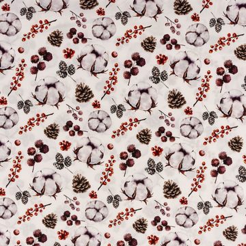 SCHÖNER LEBEN. Stoff Baumwollstoff Popeline Digitaldruck Herbst Winter Pflanzen 1,50m, allergikergeeignet