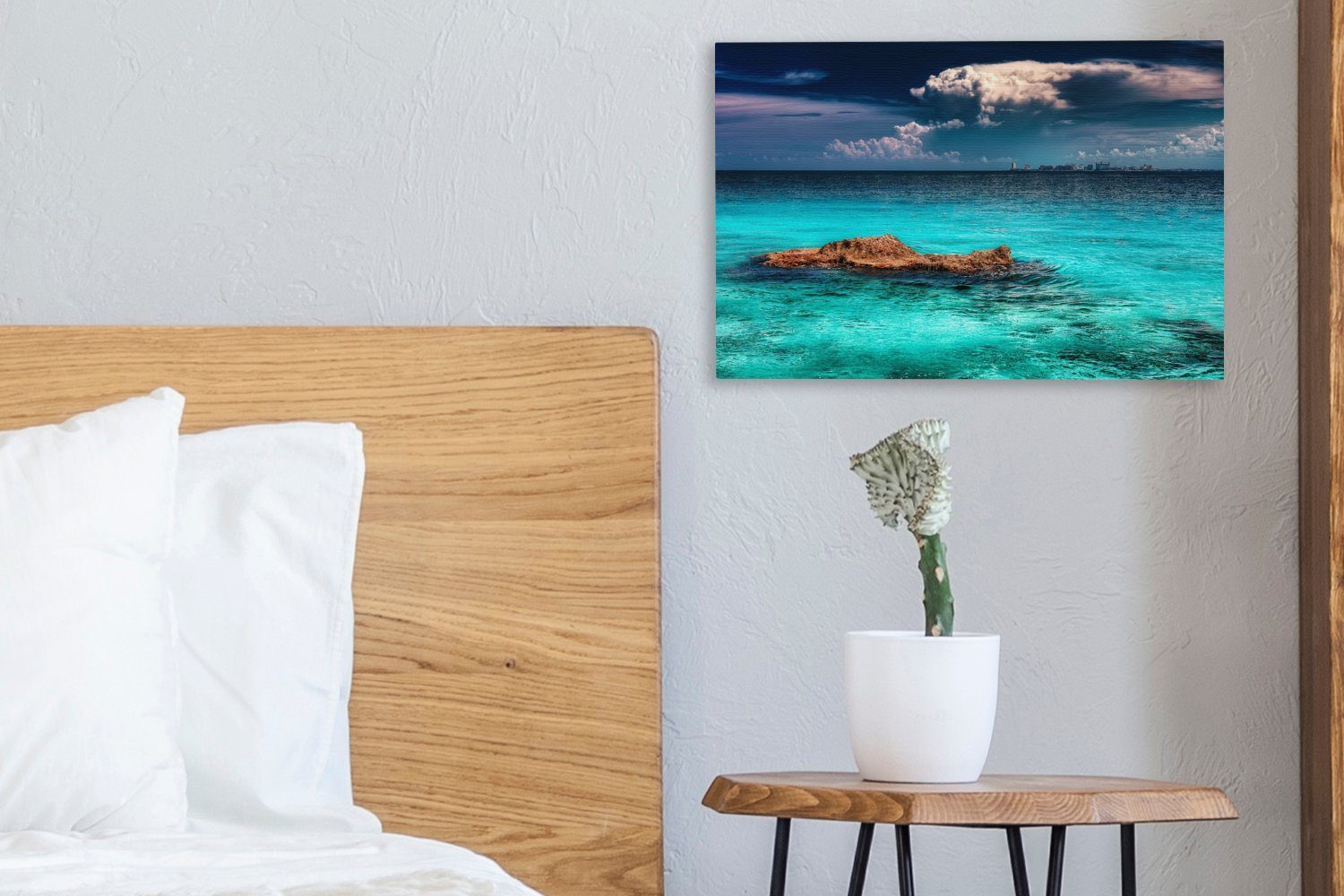 St), 30x20 cm der von Wandbild Leinwandbilder, den nordamerikanischen Leinwandbild Wanddeko, Gewässern von Skyline OneMillionCanvasses® (1 Aufhängefertig, Die Cancun Isla,