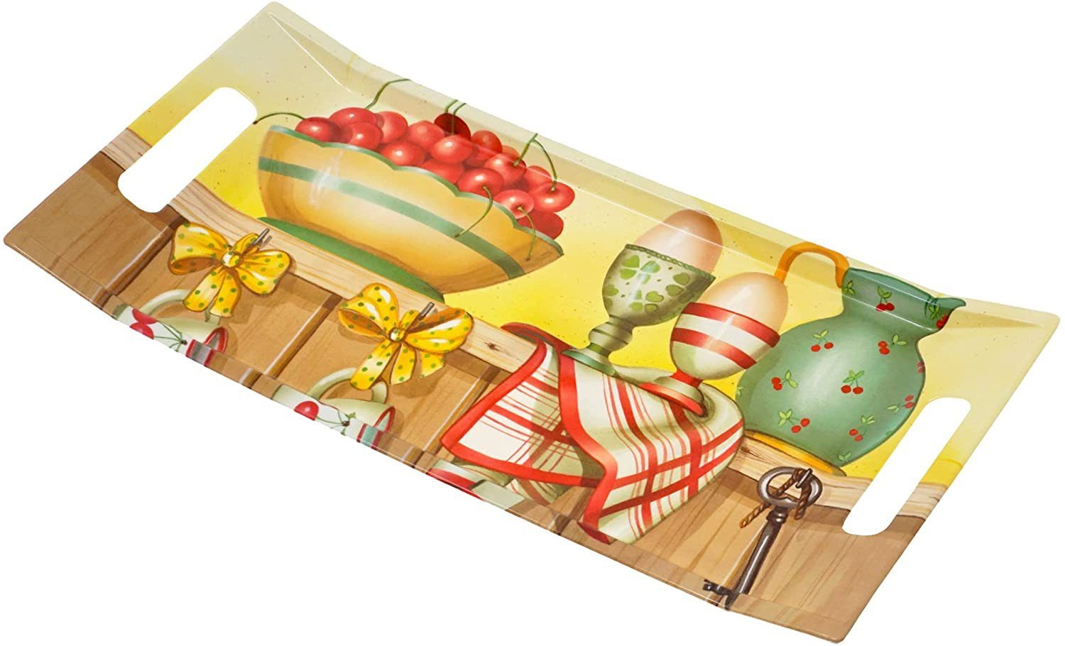 Lashuma Tablett Anrichte, Melamin, (1-tlg), Eckiges Serviergeschirr 41x19 cm bunt