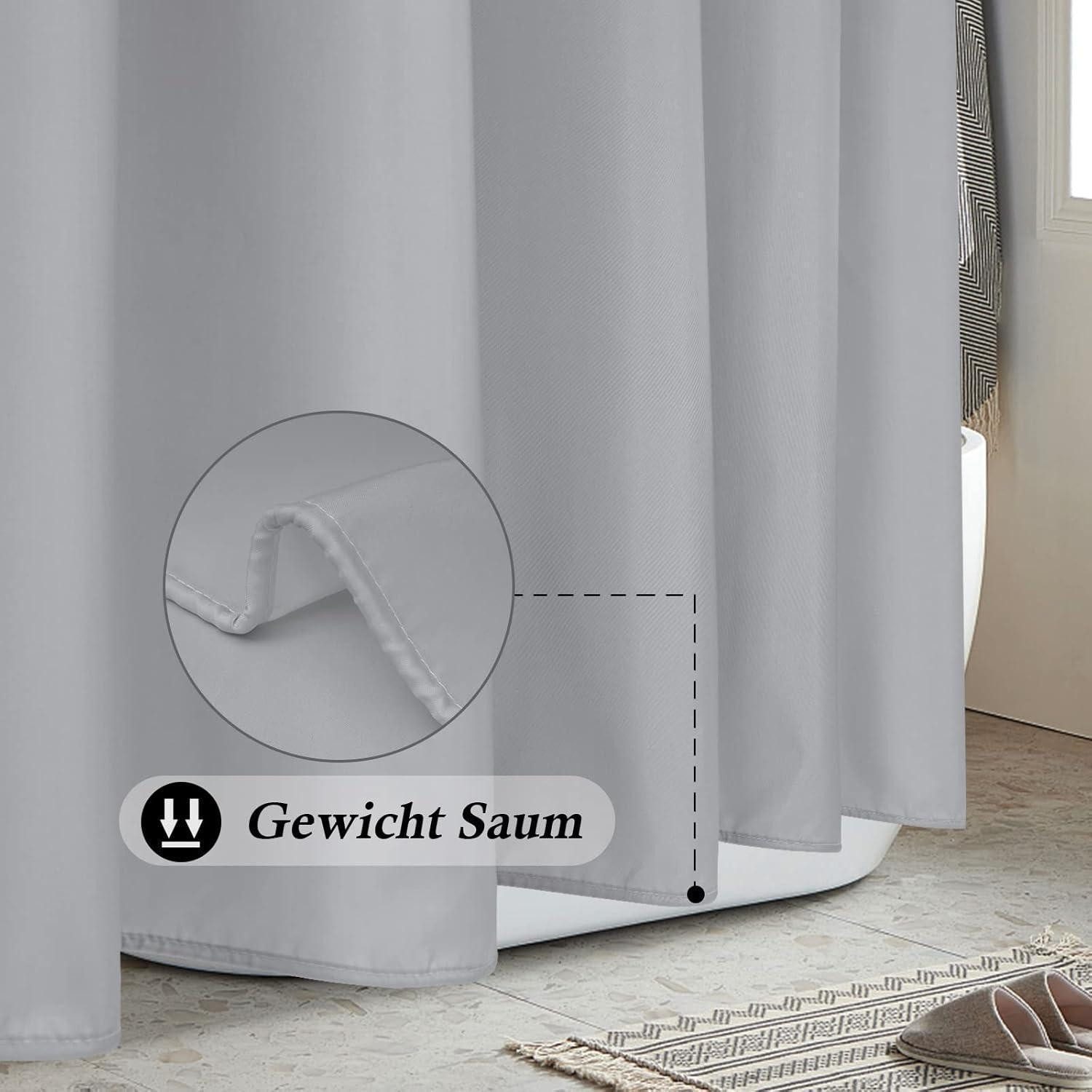 LuxusKollektion Duschvorhang Kleiner Duschvorhang 100x200 Grau Wasserdicht Antischimmel 6 Ringe Breite 100 cm – Bild 3 von 5
