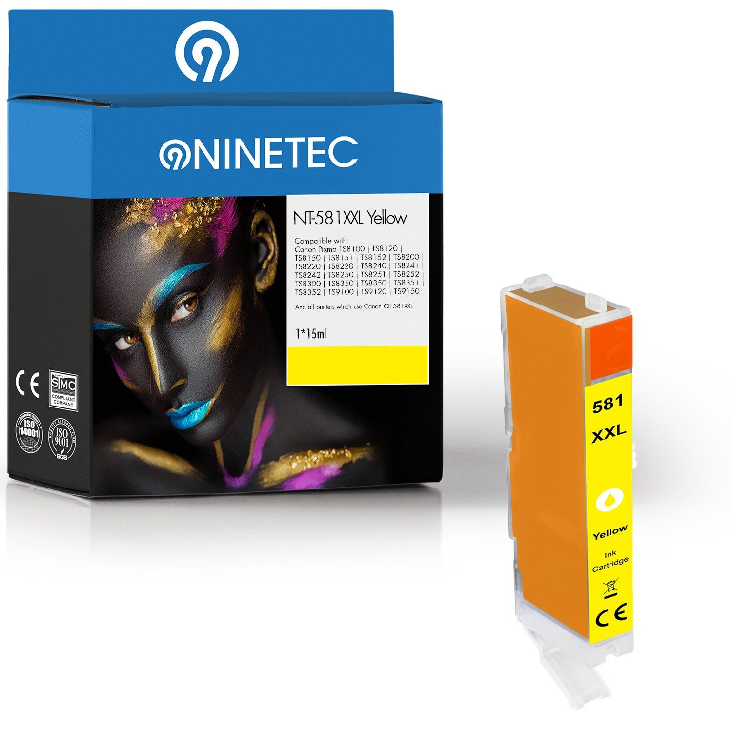 NINETEC ersetzt Canon CLI-581 CLI581 Yellow Tintenpatrone