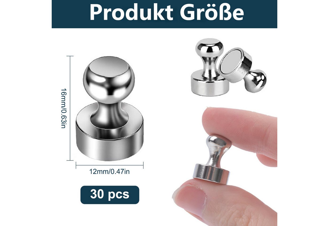 Thumbnail - BlingBin Magnet 30 Stück Magnete Stark, 12 x 16 mm für Magnettafel,N35 Metall Magneten (30er Set, 30-St., 12x16 mm), Min...