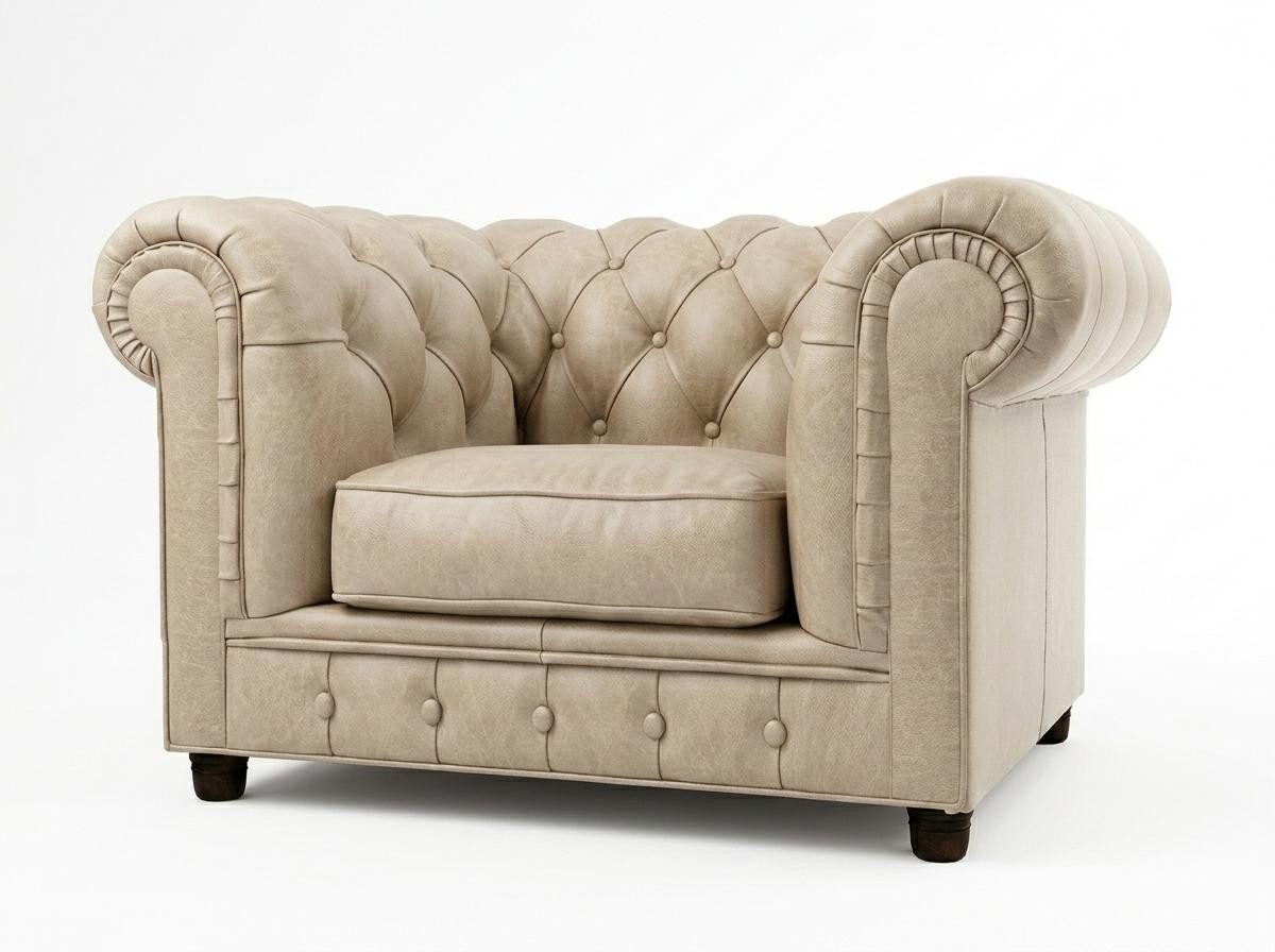 JVmoebel Chesterfield-Sessel Beiger Chesterfield Sessel gesteppter Wohnzimmerstuhl (1-St), Made in Europa