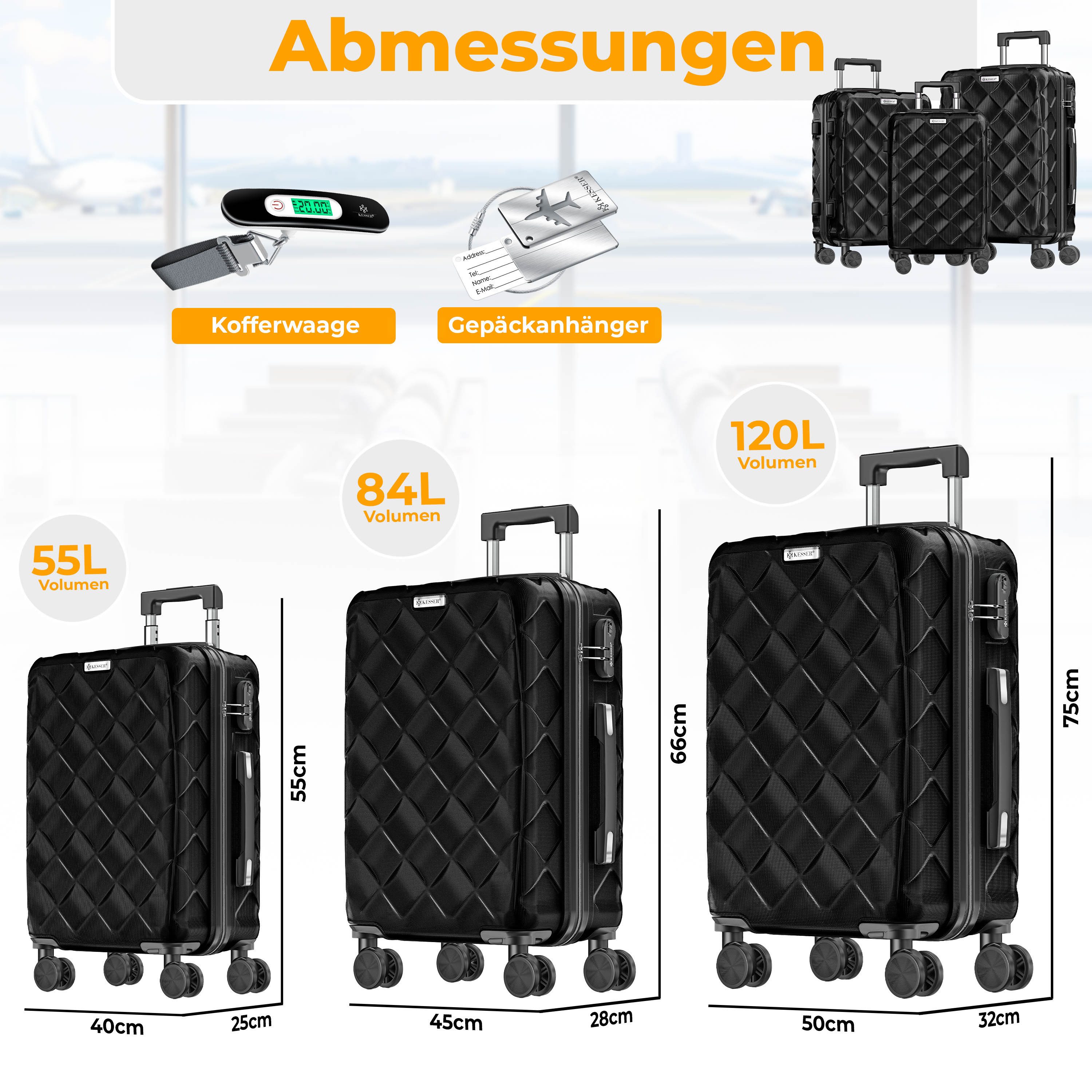 KESSER Kofferset, Reisekoffer 3-teilig Hartschalenkoffer mit Handgepäck, Sc günstig online kaufen