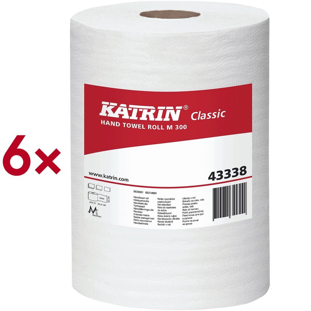KATRIN Papierhandtuch Classic Innenabrollung (6-St), Endlosrolle à 300 m, 1-lagig, weiß