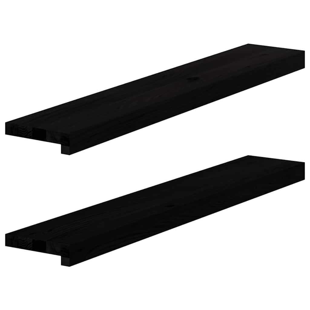 vidaXL Fensterbank Fensterbänke 2 Stk Dunkelbraun 90x15x2 cm Massivholz Eiche