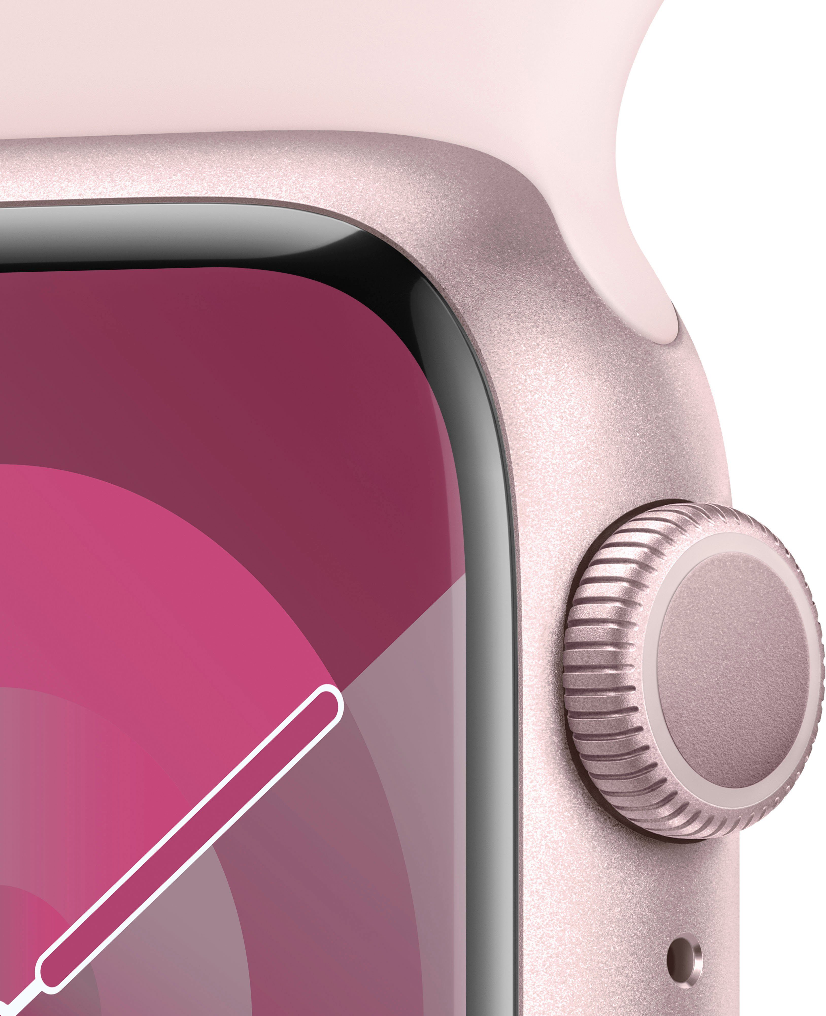 Apple Watch Series 9 41mm Aluminium Mit Watch noch Zoll, kannst Smartwatch (4,1 Gesten die Sport OS GPS 10), du Band, Apple S/M nutzen einfacher Watch cm/1,69
