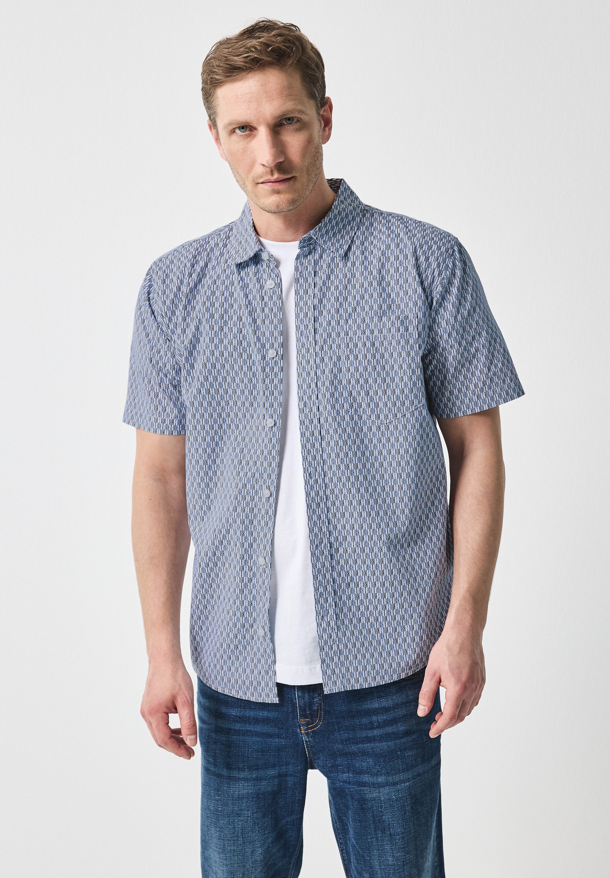 STREET ONE MEN Kurzarmhemd aus reiner Baumwolle günstig online kaufen