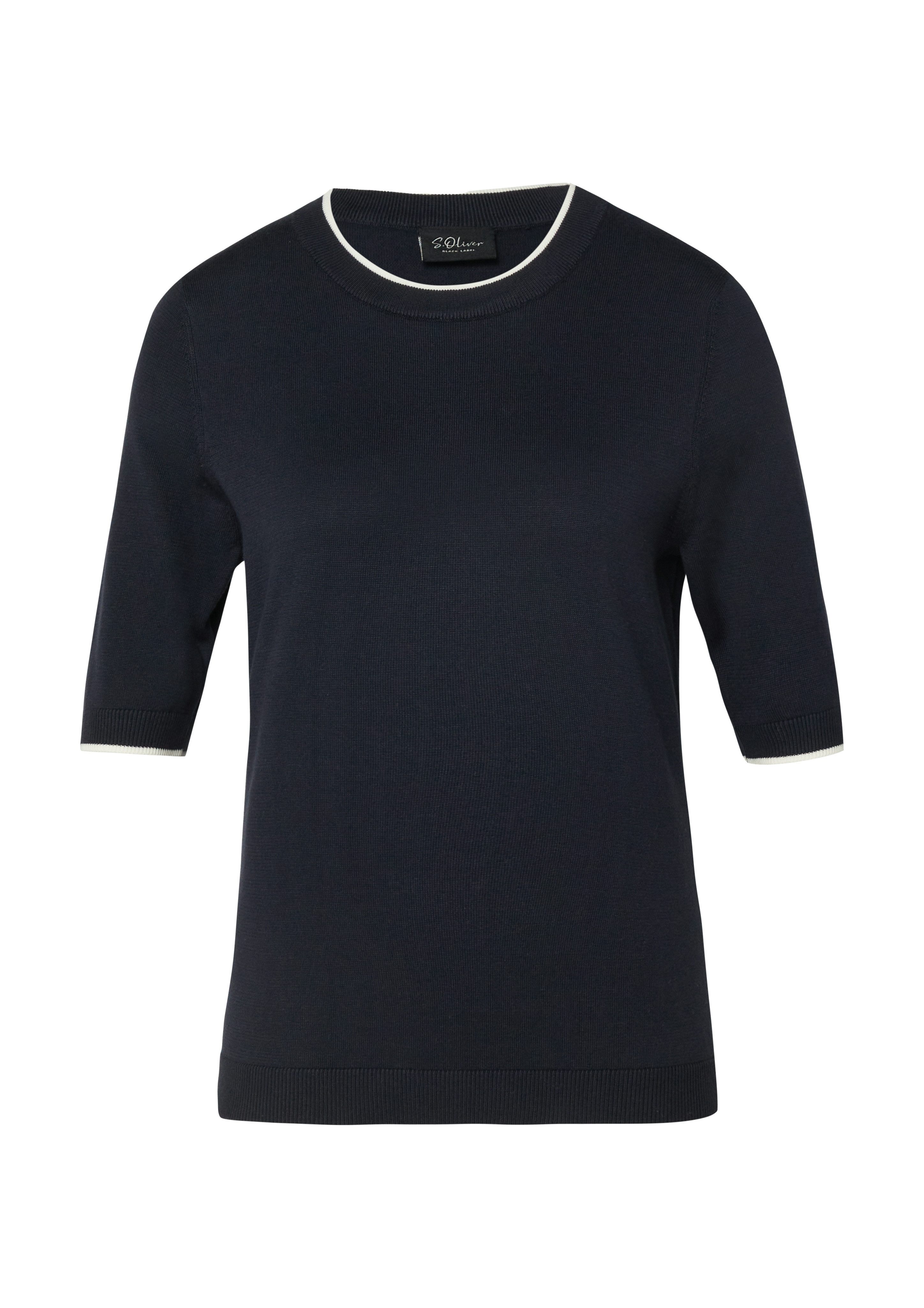 s.Oliver BLACK LABEL Rundhalspullover mit Rippbündchen