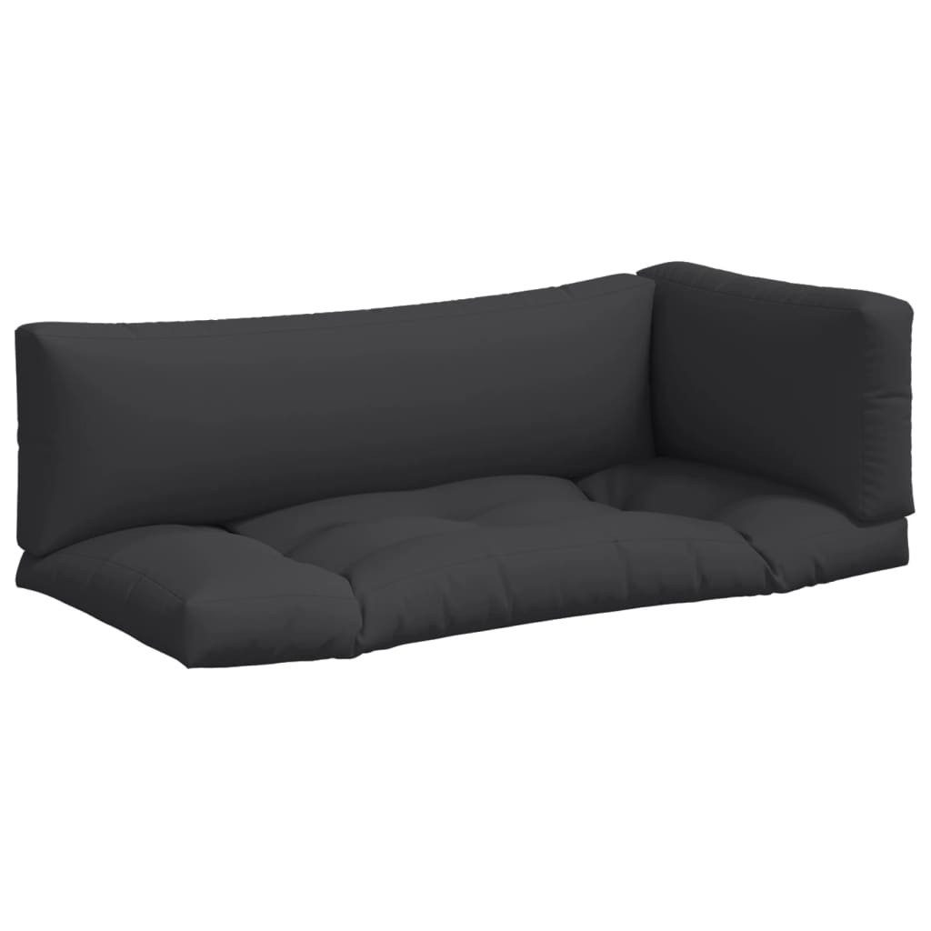 vidaXL Sitzauflage Palettenkissen 3-tlg. Schwarz Stoff, günstig online kaufen