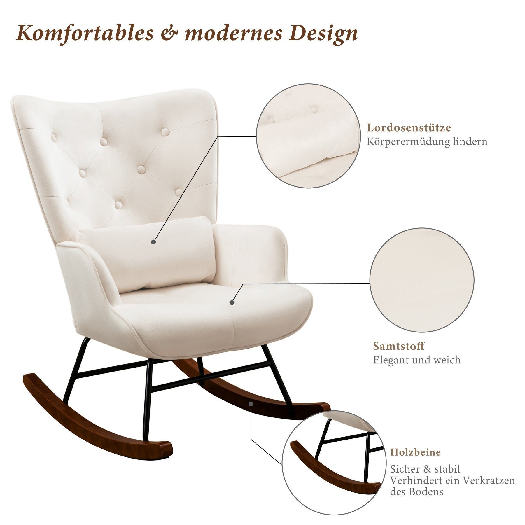 HomeMiYN Schaukelstuhl Schaukelstuhl Patchwork Sessel Schwingsessel günstig online kaufen