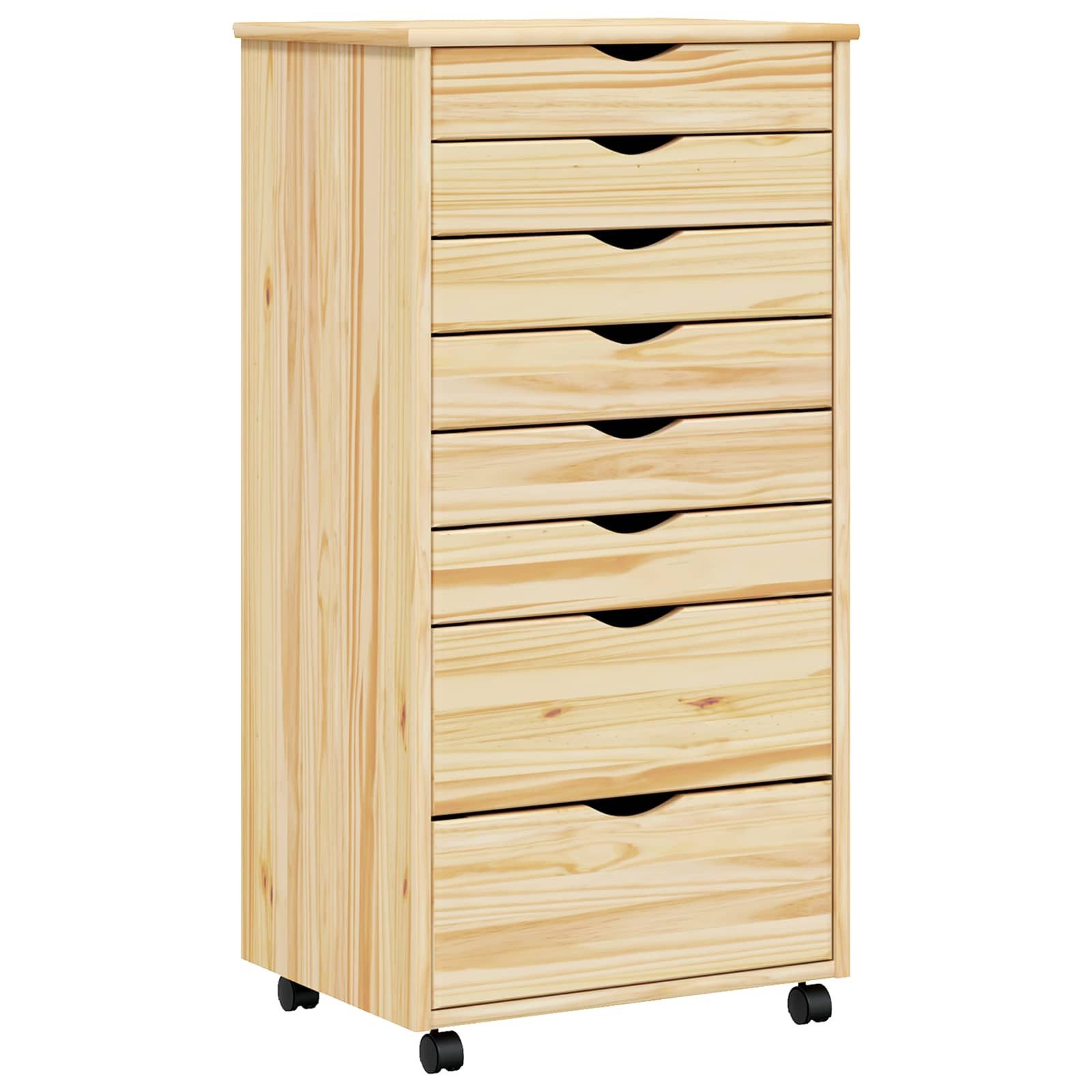 vidaXL Rollcontainer Rollcontainer mit Schubladen MOSS Klarlack 53 x 39 x 103 cm, (1 St)