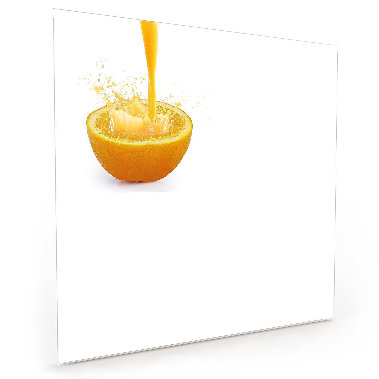 Primedeco Küchenrückwand Spritzschutz Glas Saft in Orange