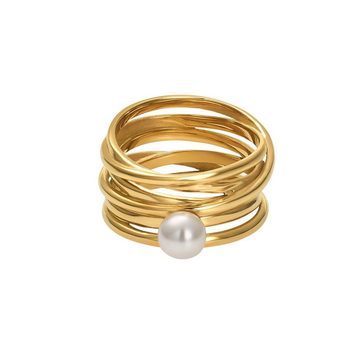 Heideman Fingerring Serpens goldfarben (Ring, 1-tlg., inkl. Geschenkverpackung), mit Perle in weiß oder farbig