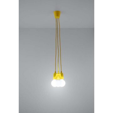 etc-shop Pendelleuchte, Leuchtmittel nicht inklusive, Pendelleuchte Deckenleuchte Gelb 3-flammig PVC H 90 cm Küche Esszimmer