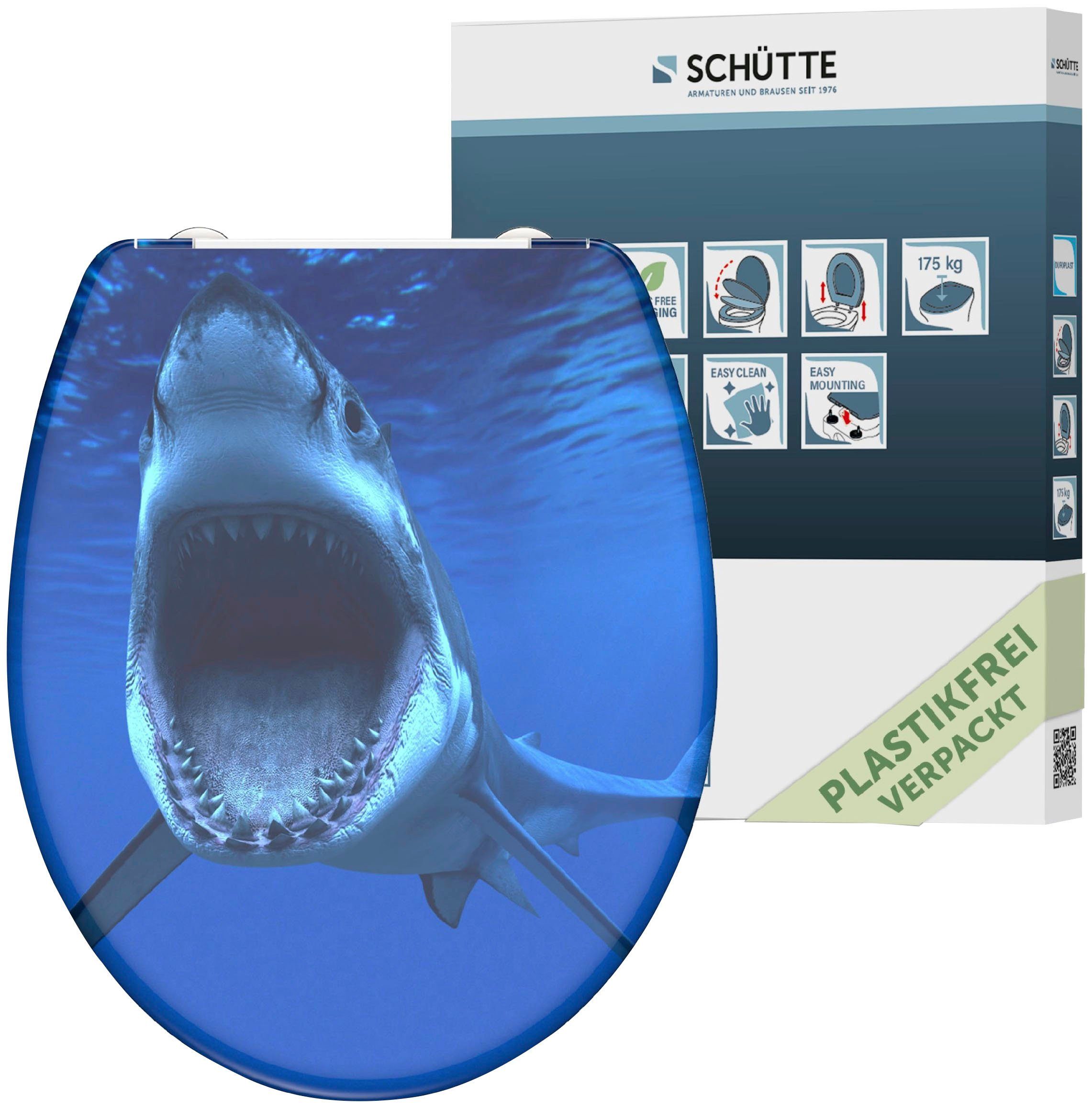 Schütte WC-Sitz Shark, Duroplast, mit Absenkautomatik und Schnellverschluss