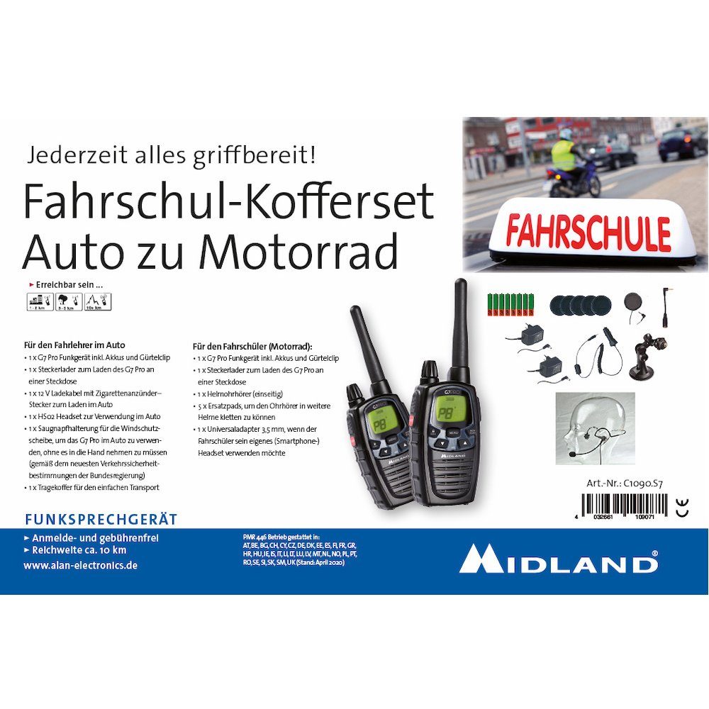 Talkie Fahrschulkoffer Pro G7 C1090.S7 Midland PMR/LPD-Handfunkgerät Midland Walkie Midland