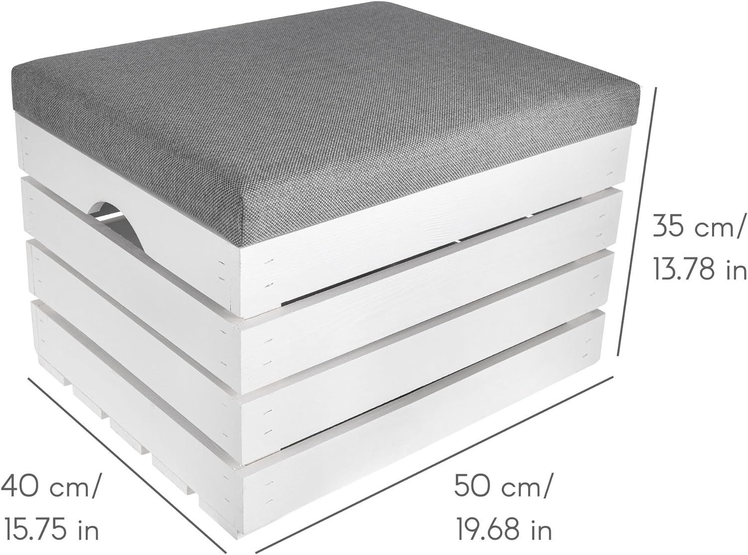 Creative Deco Sitzhocker Sitzbank gepolstert mit Stauraum 50x40x35 cm, mit Stauraum