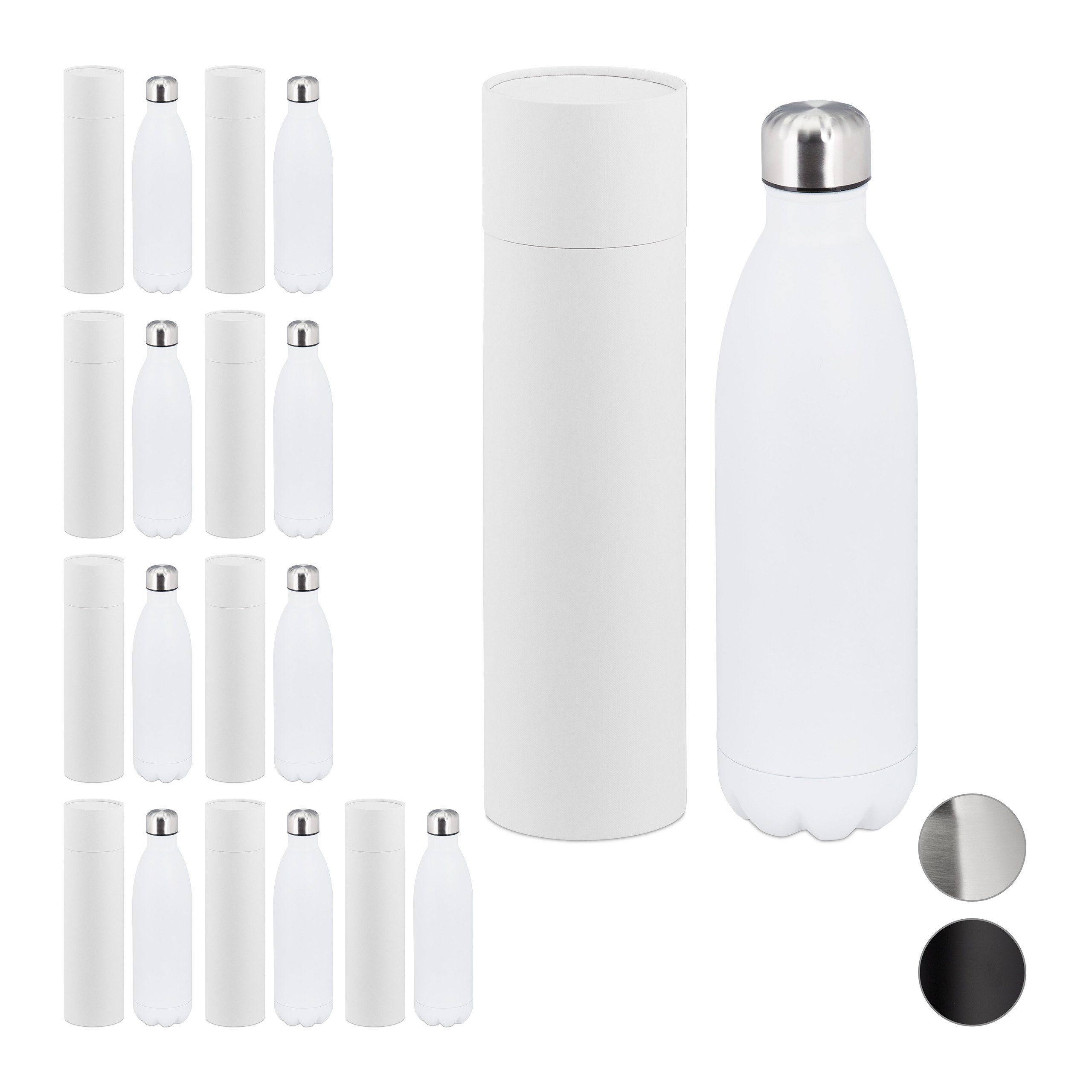 Thermoflasche 10x Thermo Trinkflasche 1 Liter weiß