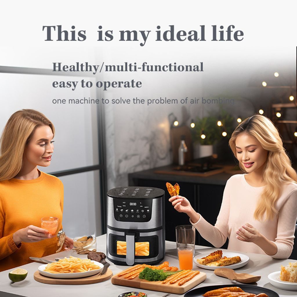 ANTCOOL Heißluftfritteuse ATC-BXG-7, 1400 W, 7L Profi-Heißluftfryer 1400W, 9 Prog. + LED-Touch, Schwarz
