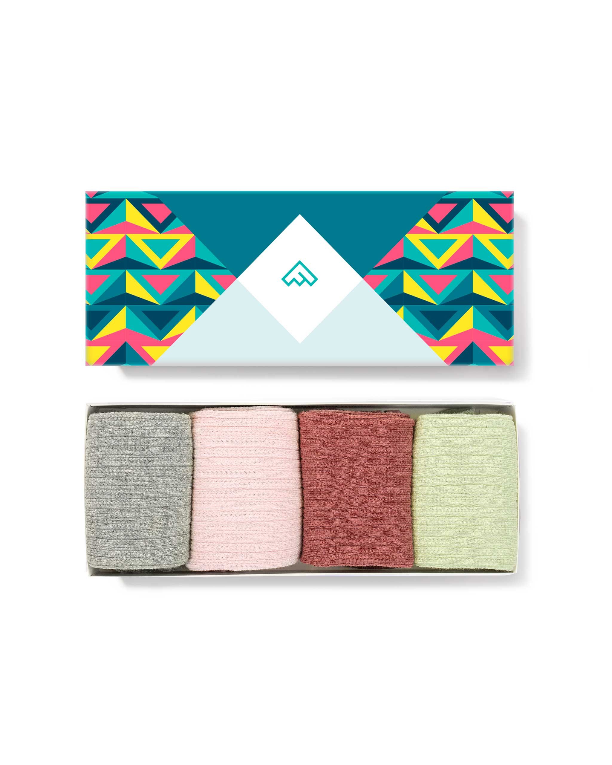 FUNDMATE Freizeitsocken AMELIE (Box) Frauen Socken mit Rippstruktur in Pastell, 4€ Spende pro Kauf