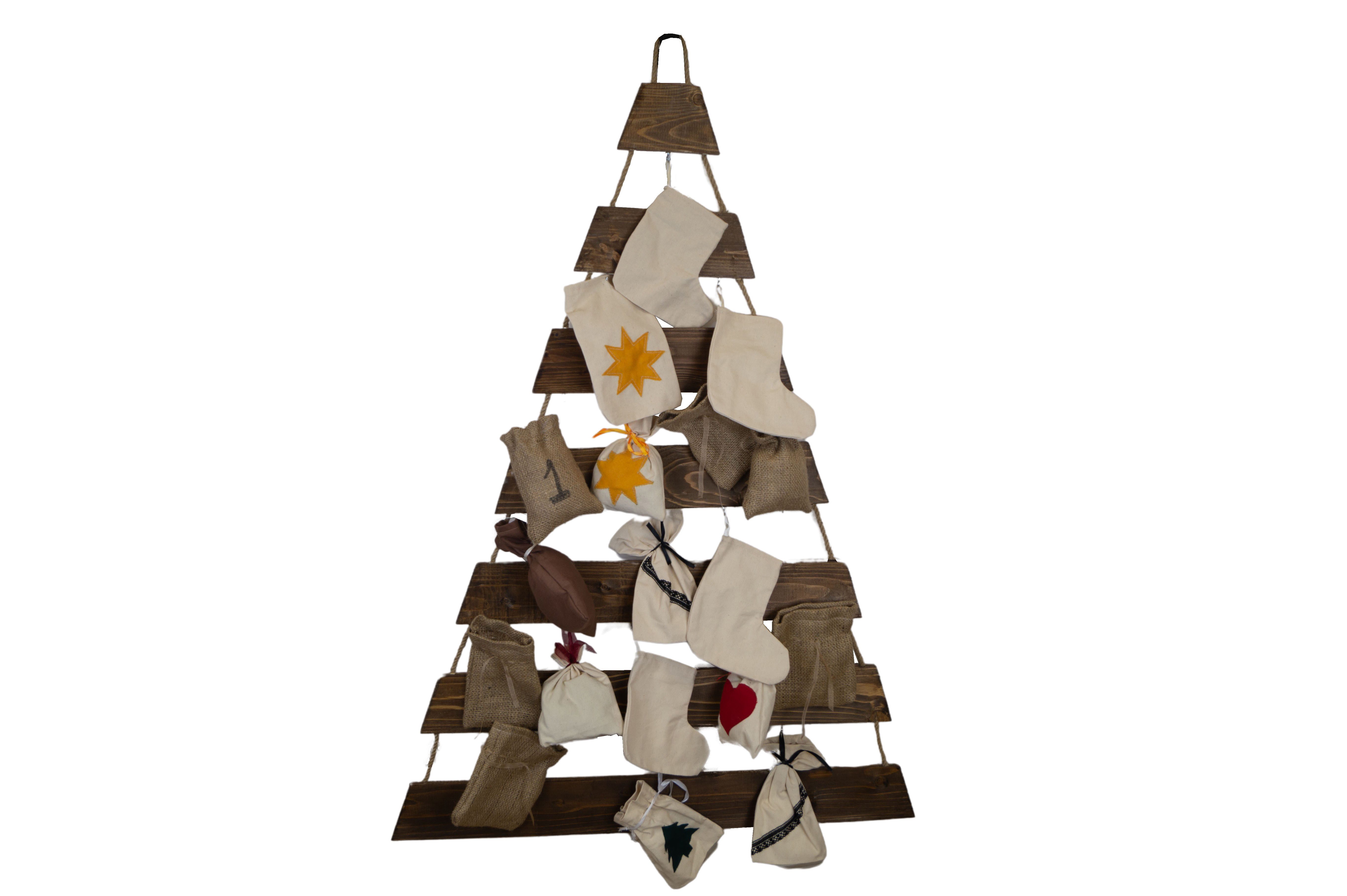 Kistenkolli Altes Land Allzweckkiste Weihnachtsbaum Adventskalender mit 24 Plätzen in palisander (Spar-Set, 1er Set)