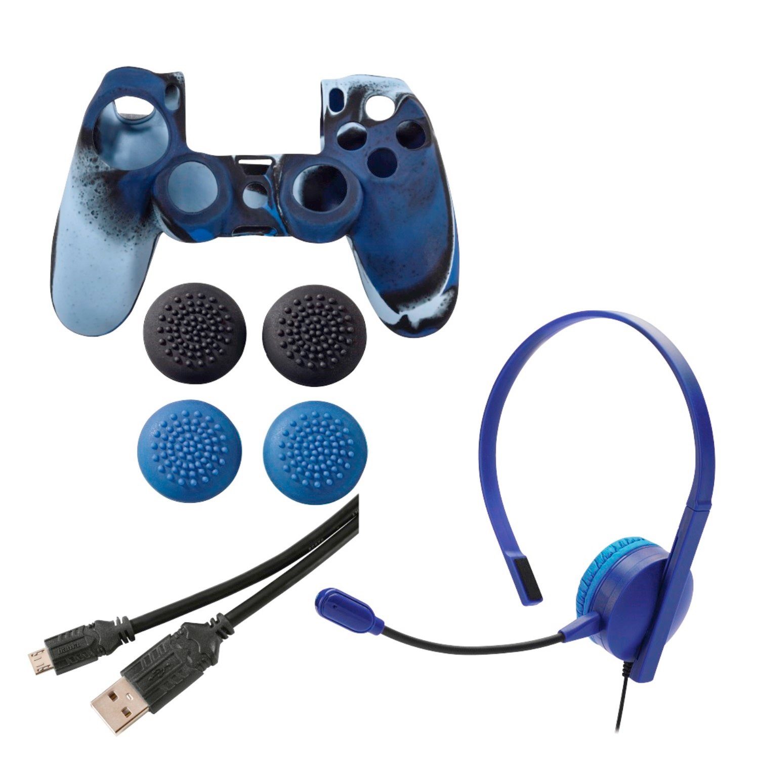 Headset (Passend für 4 PlayStation Paket Controller) Gaming-Controller für Controller 7in1 Sony PS4 Hama