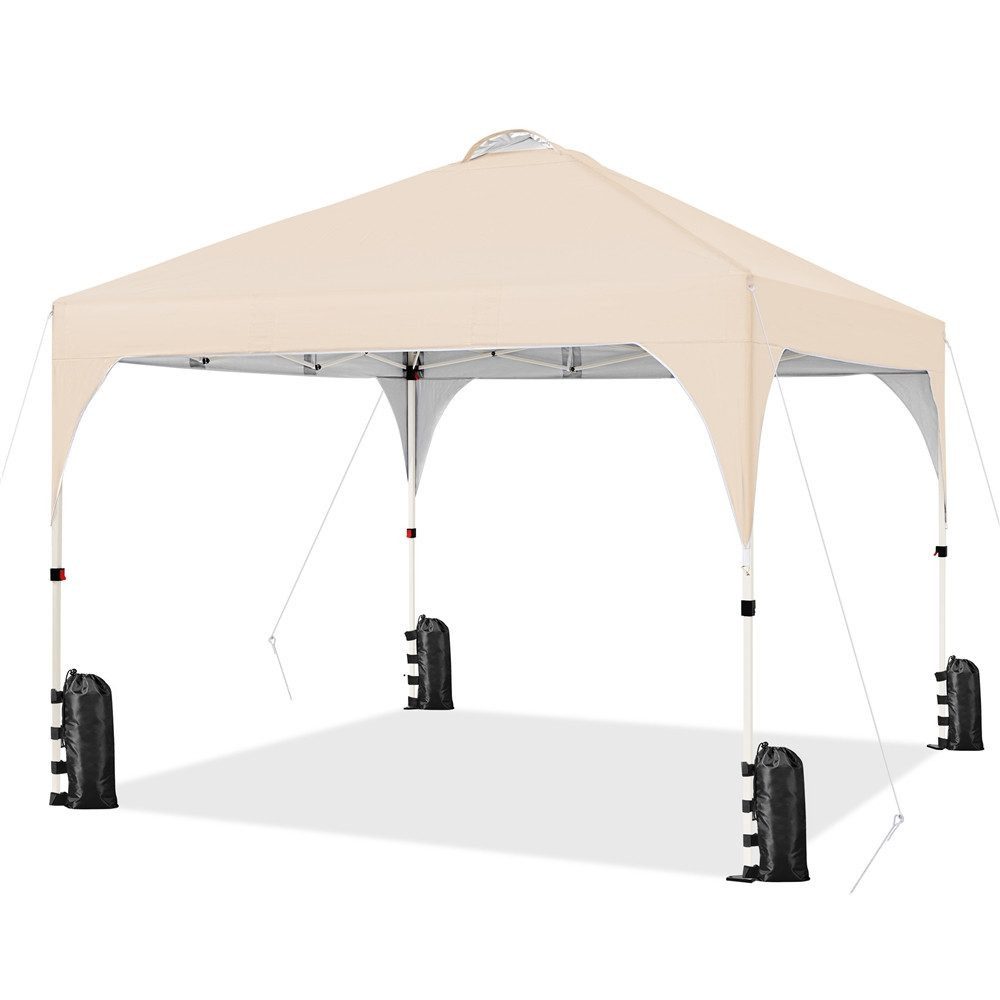 Yaheetech Faltpavillon Großzügiges Campingzelt mit einer Tragetasche 2,4x2,4m / 3x3m, mit 0 Seitenteilen, Gartenpavillon höhenverstellbar für Garten/Hof/Park/Markt