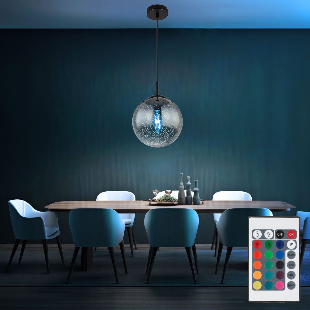 GLOBO LIGHTING LED-Hängeleuchte, Leuchtmittel inklusive, Warmweiß, Farbwechsel, Hängelampe Esstischleuchte LED Dimmer Fernbedienung Rauchglas H 120cm