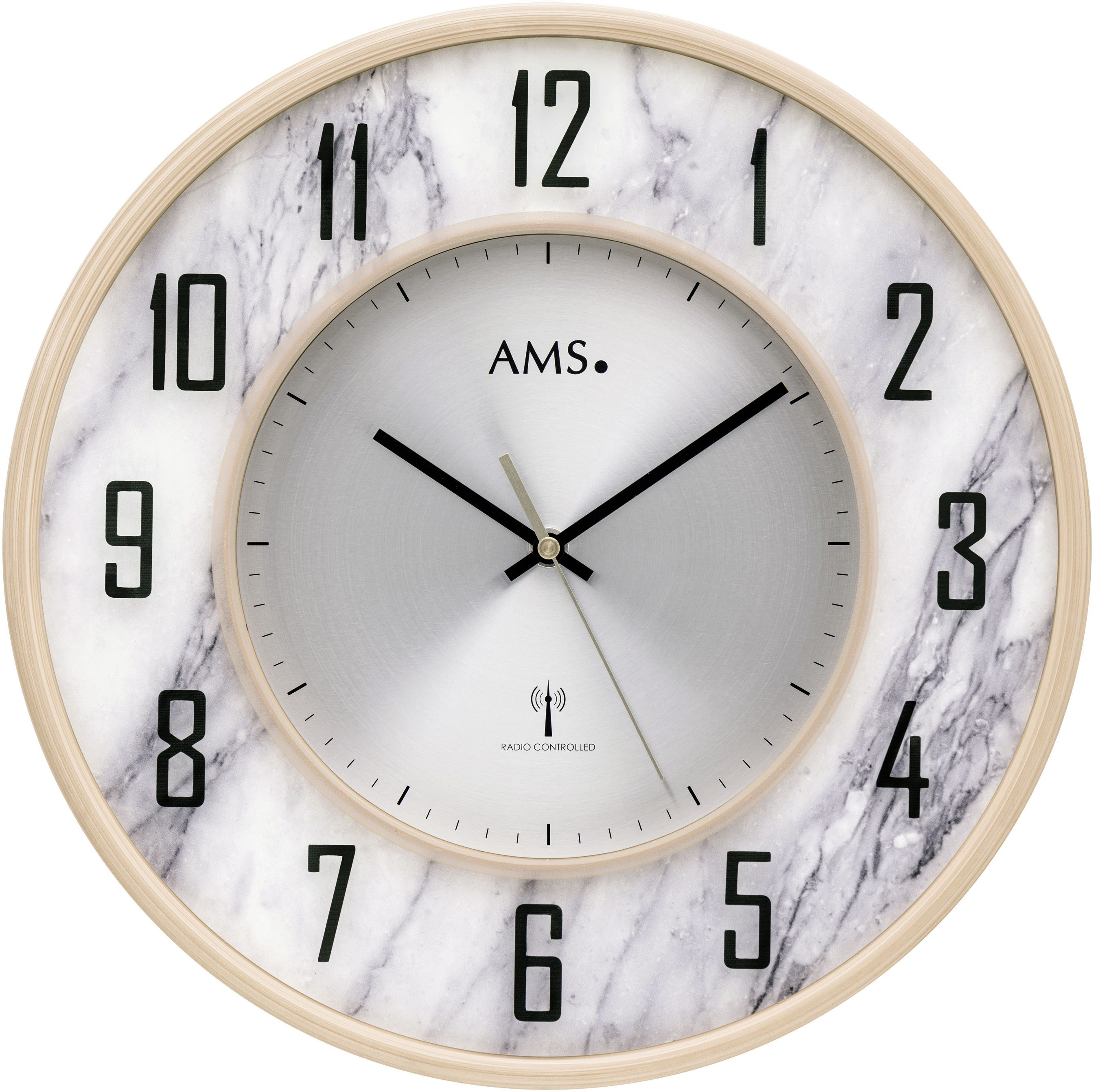 AMS Funkwanduhr (Quarzuhr, Wanduhr, Wohnzimmer, Esszimmer, Arbeitszimmer, M günstig online kaufen
