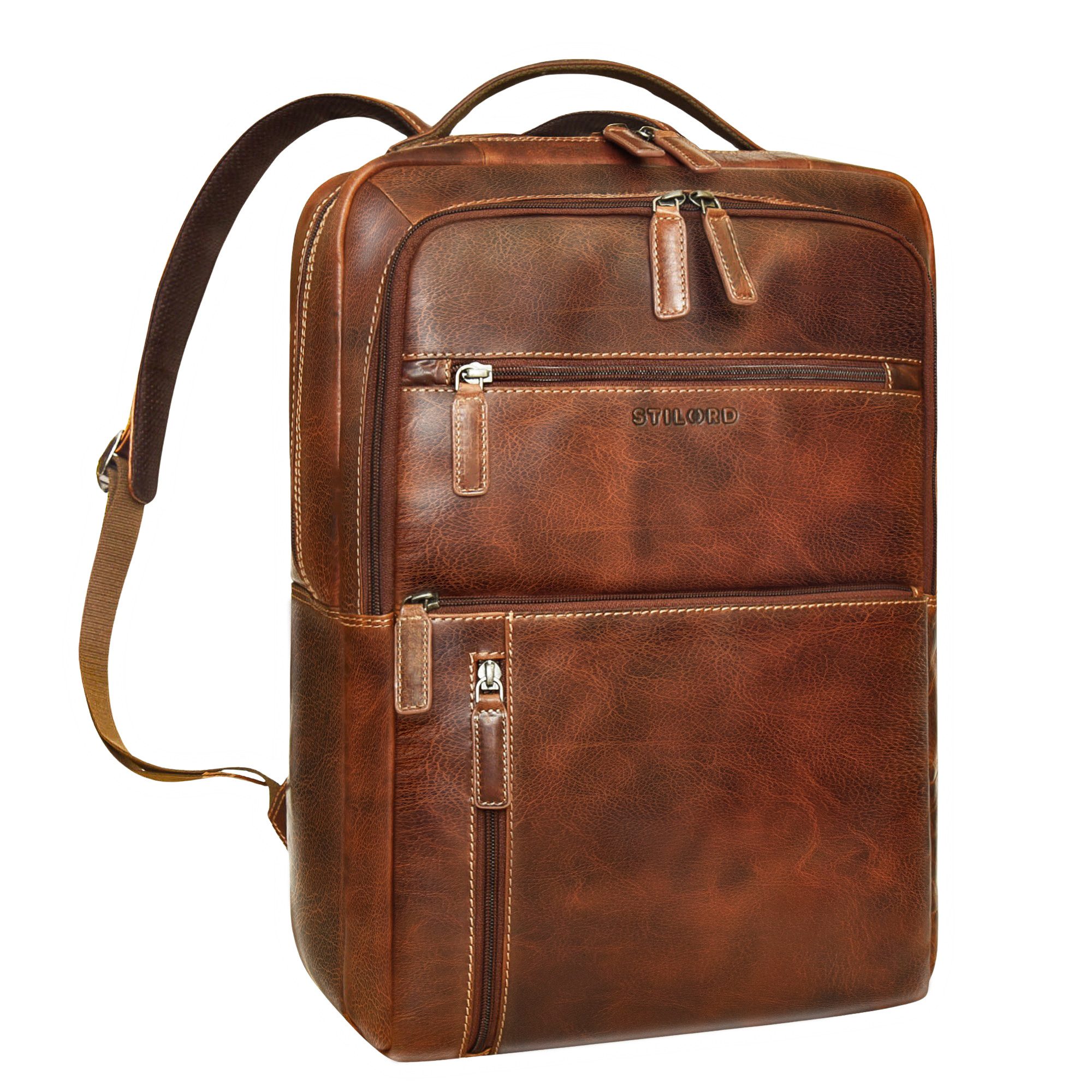 STILORD Notebook-Rucksack "Brad" Business Leder Laptoprucksack 15,6 Zoll Herren und Damen Groß