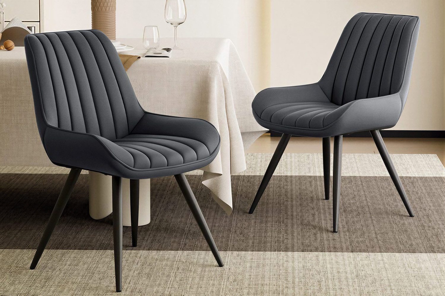 HawthyHome Esszimmerstuhl bequeme Polsterstühle Küchenstuhl (2 St), mit Rückenlehne Metallbeine, 2er Set
