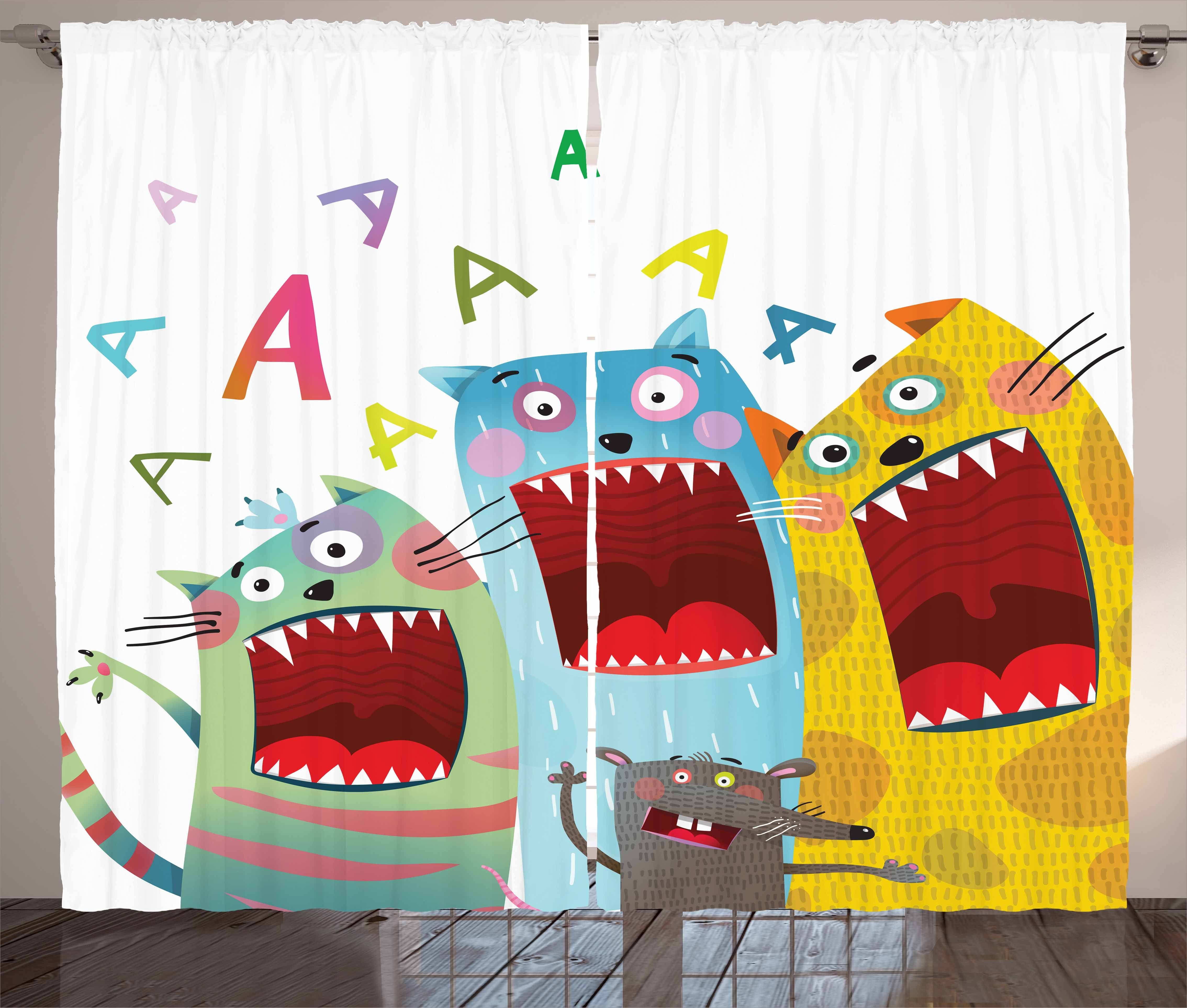 Abakuhaus, Kindergarten mit Kräuselband Vorhang Gardine Karikatur-Katzen Schlafzimmer Ratten und und Haken, Schlaufen