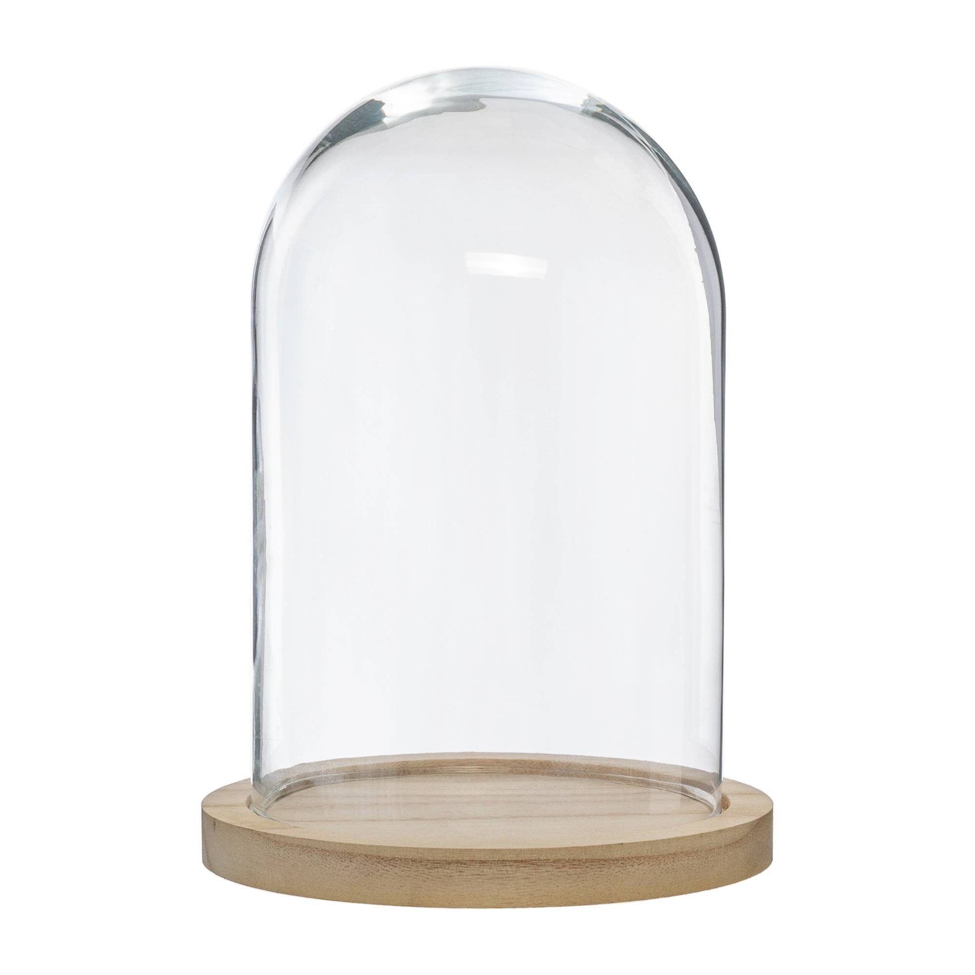 Atmosphera Créateur d'intérieur Dekoobjekt Deko-Glaskuppel, Ø 18 cm, mit Holzbasis (Deko-Objekt, Deko-Objekt)