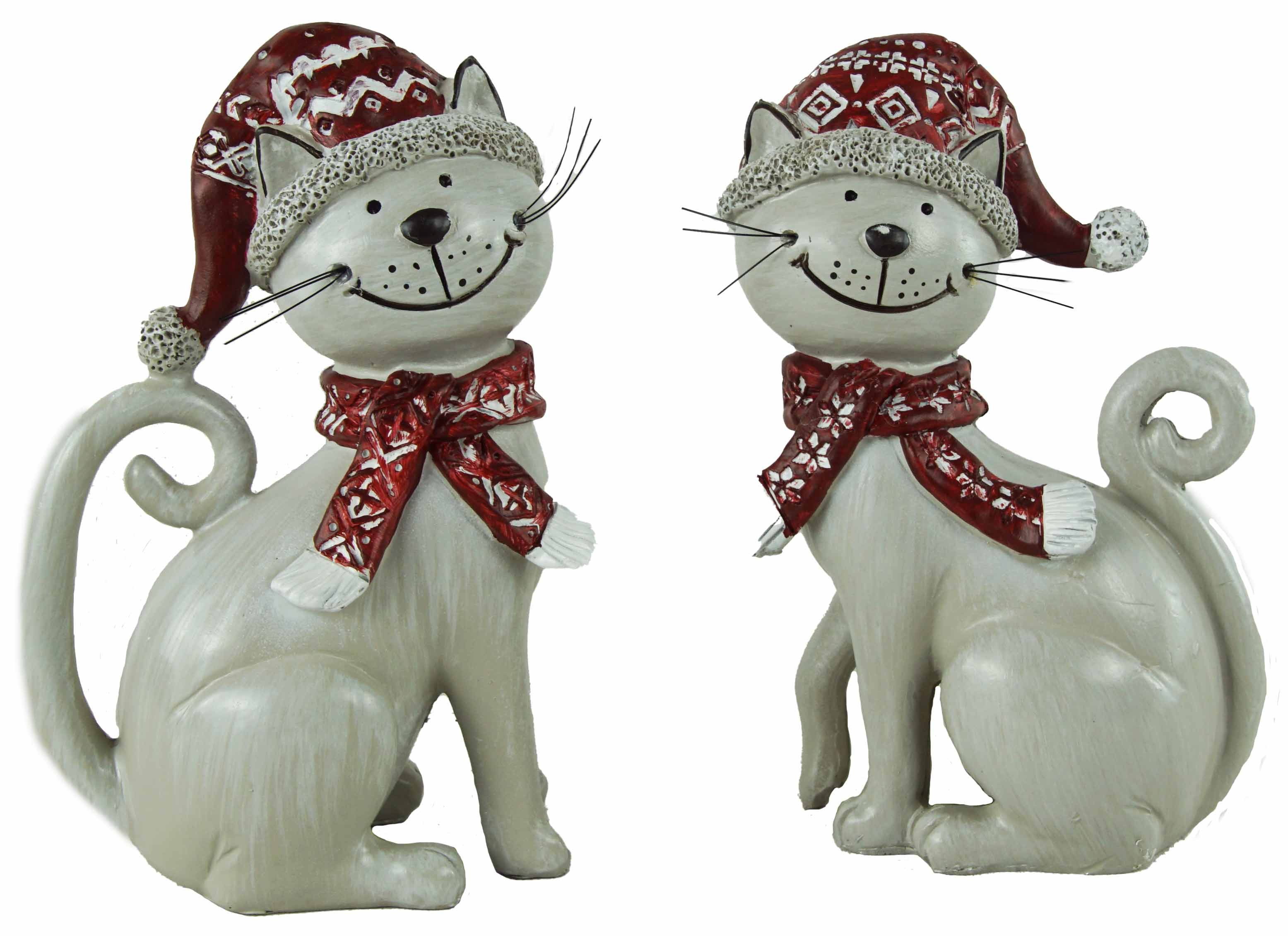 Posiwio Dekofigur Weihnachtliche Katze Minka 2er Set - Höhe ca. 16 cm (2 St)