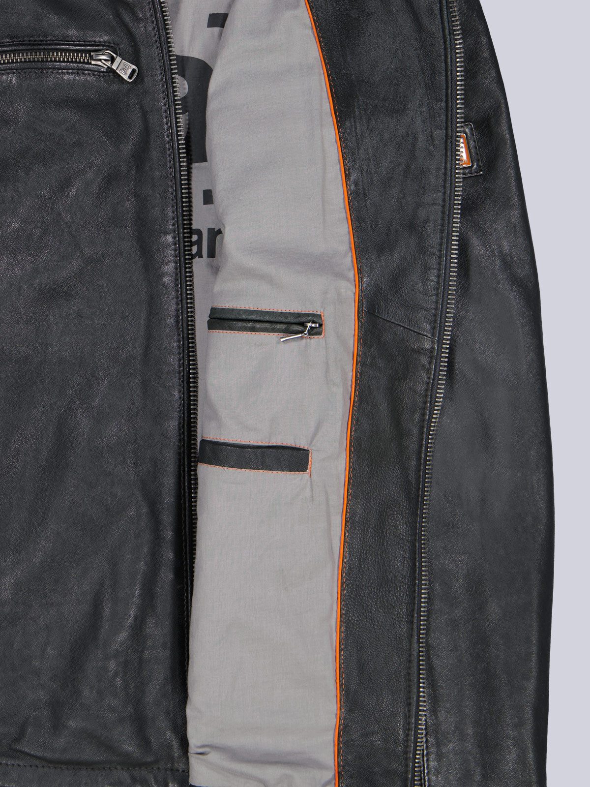 emilio adani Lederjacke Herren Lederjacke mit abnehmbarer Kapuze, Anthrazit